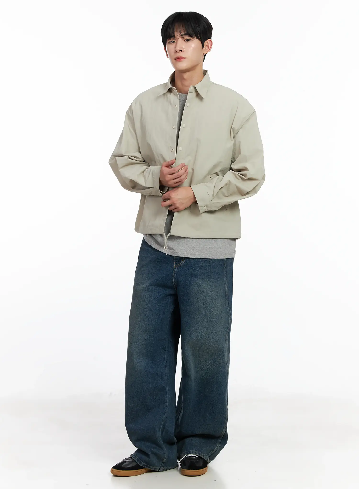 Men's Dark Blue Wide Denim Pants IJ521 - Image 8