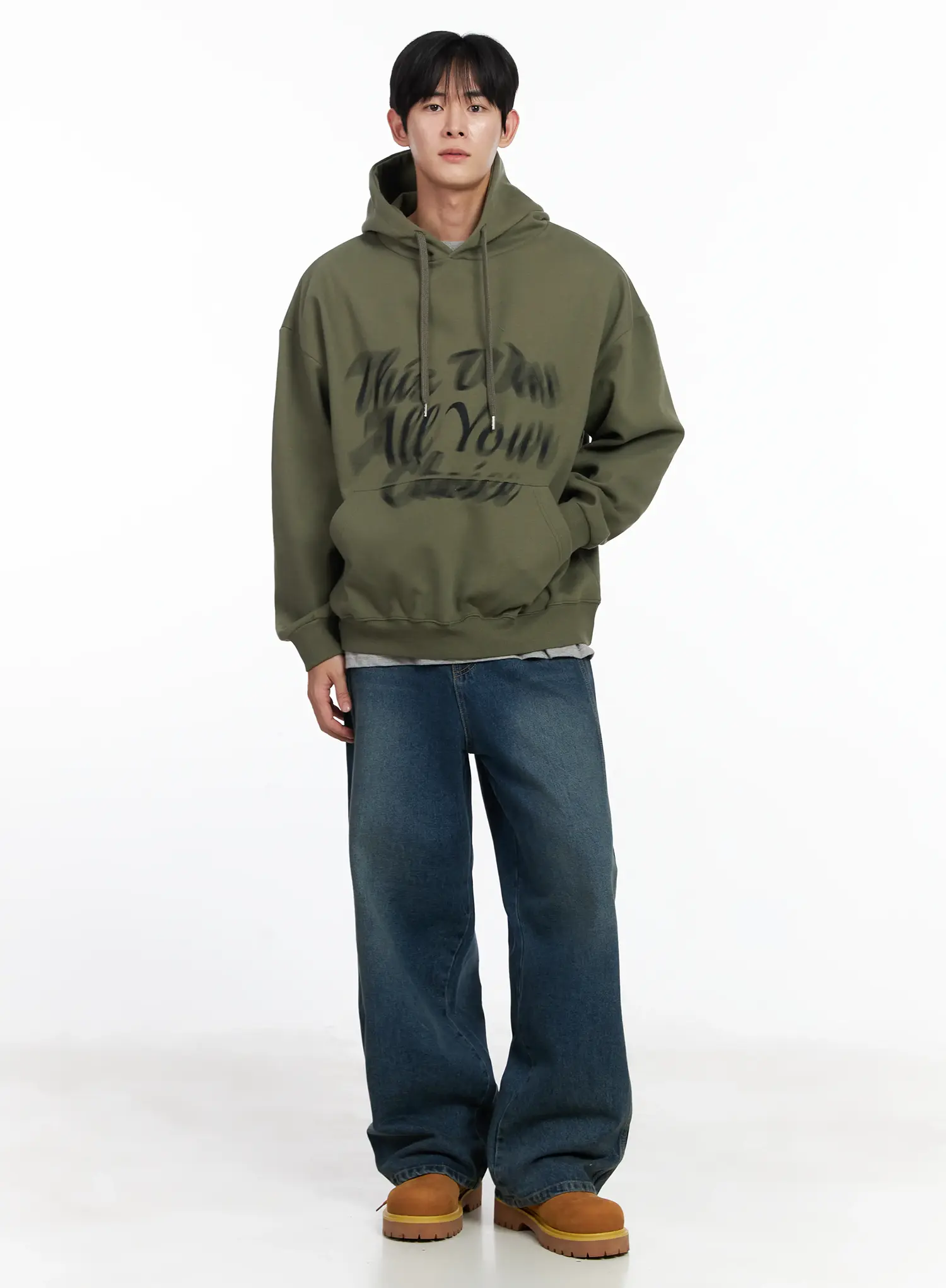 Men's Dark Blue Wide Denim Pants IJ521 - Image 9