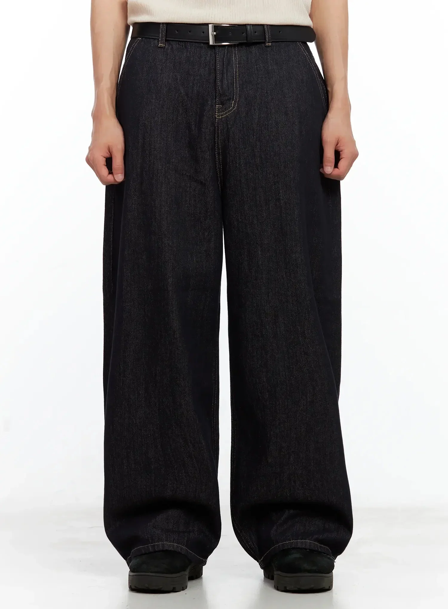Men's Dark Denim Baggy Jeans IL516