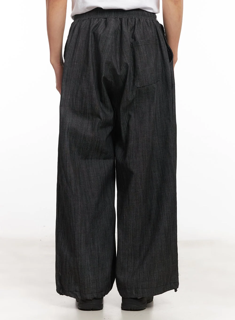 Men's Denim Wide-Leg Sweatpants (Black) IM518 - Image 4