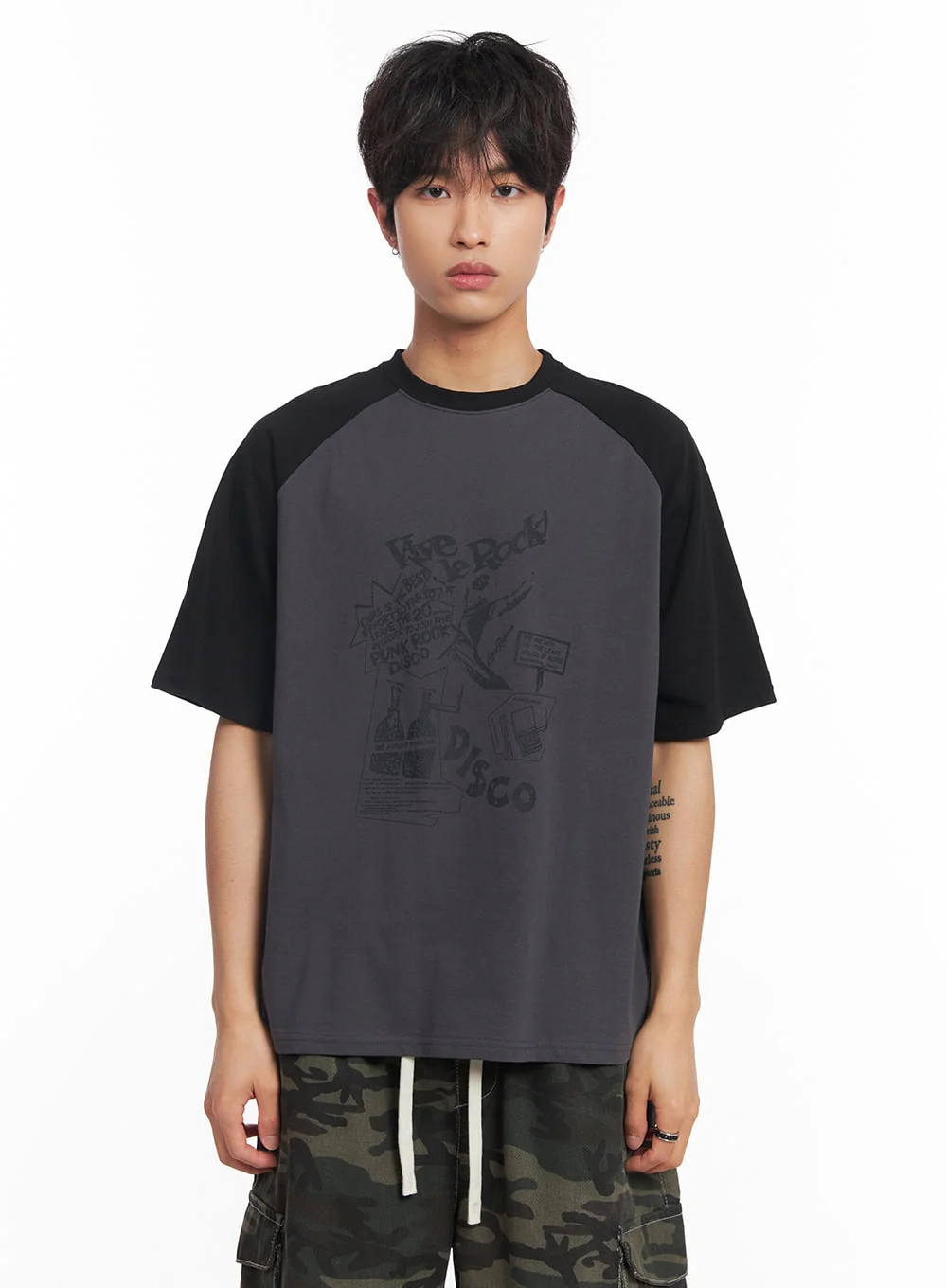 Men's Disco Graphic Raglan T-Shirt IY508 - Image 14