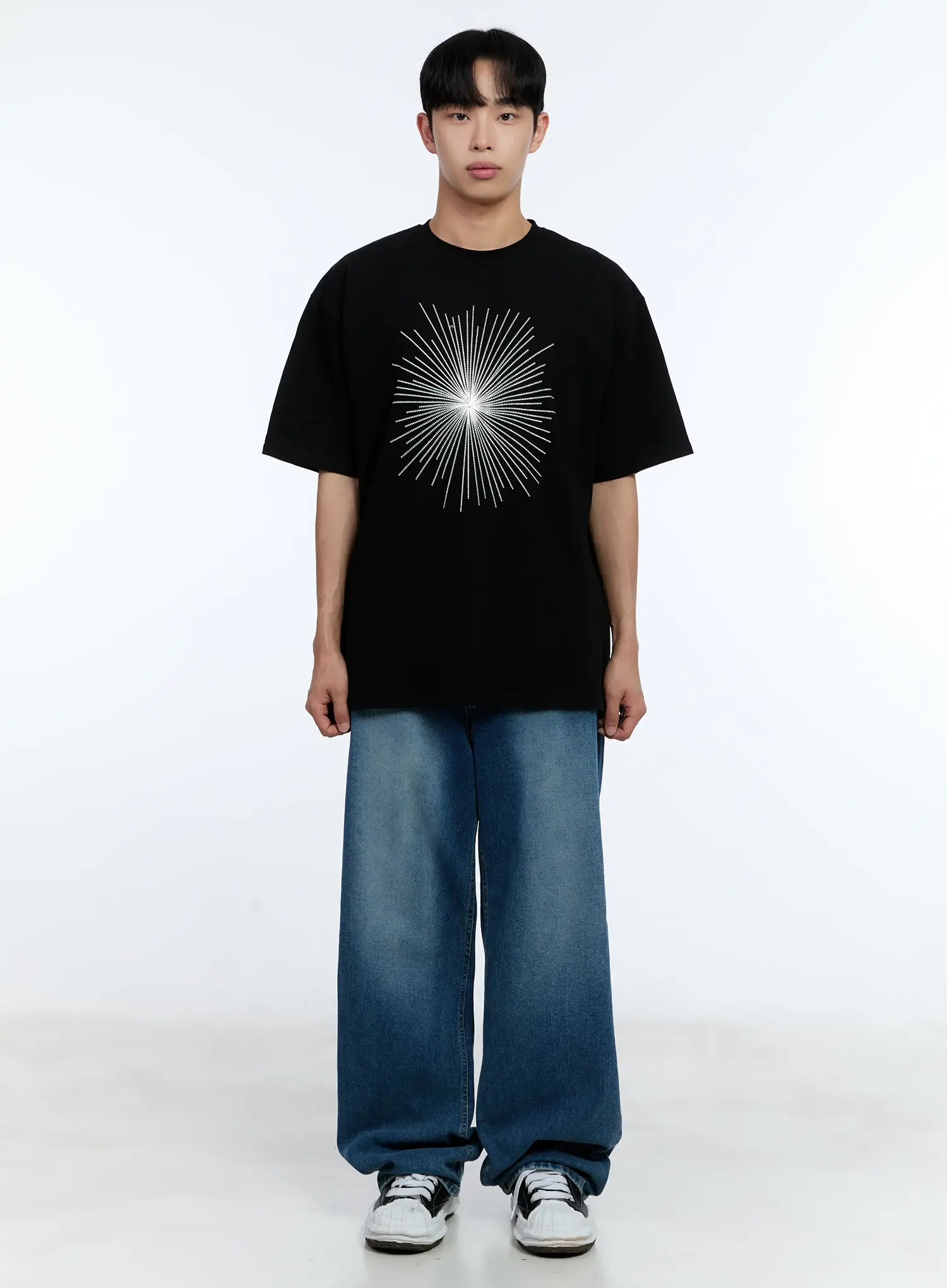 Men's Distressed Wide-Leg Denim Jeans IL515 - Image 3