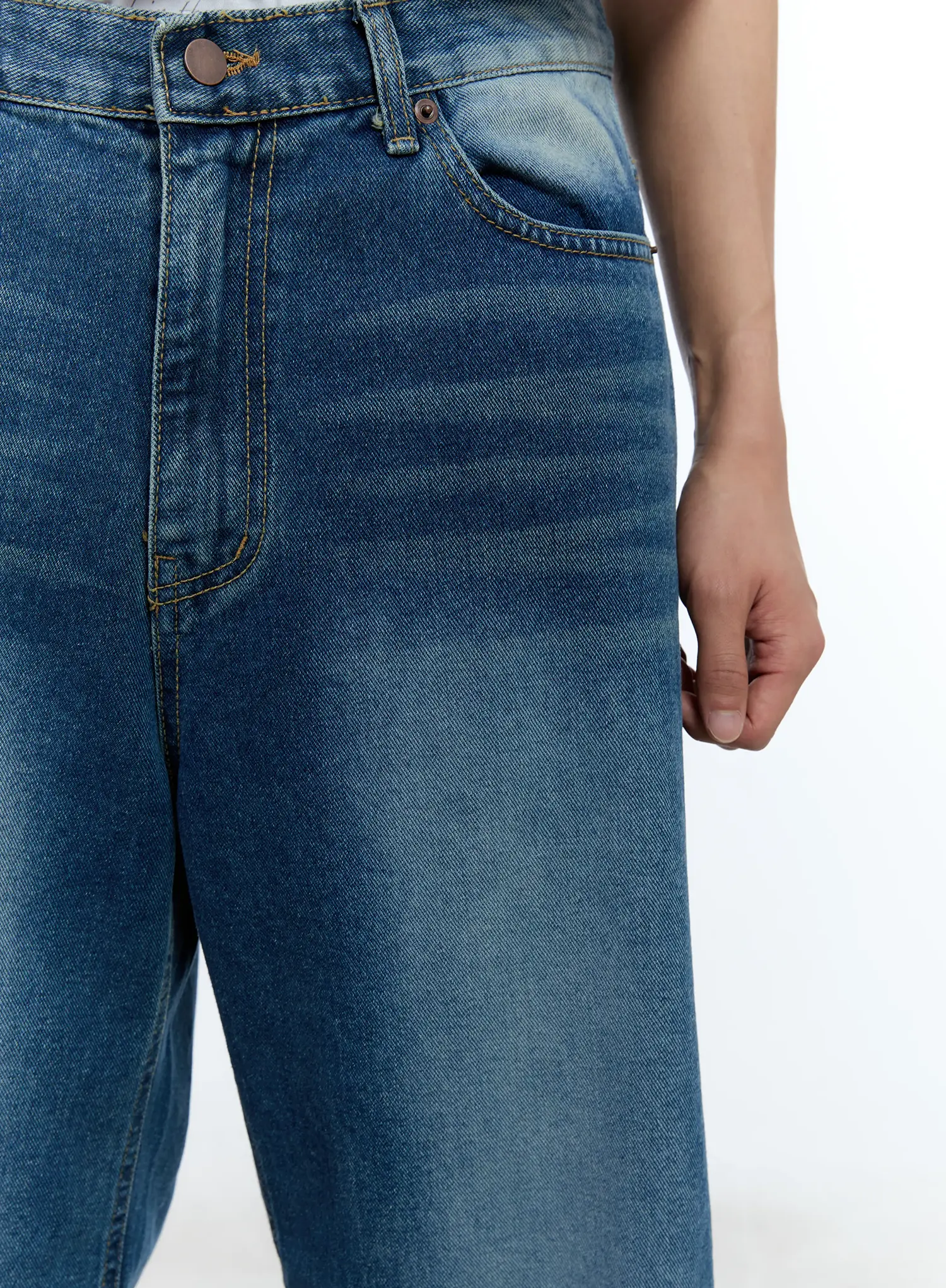 Men's Distressed Wide-Leg Denim Jeans IL515 - Image 6