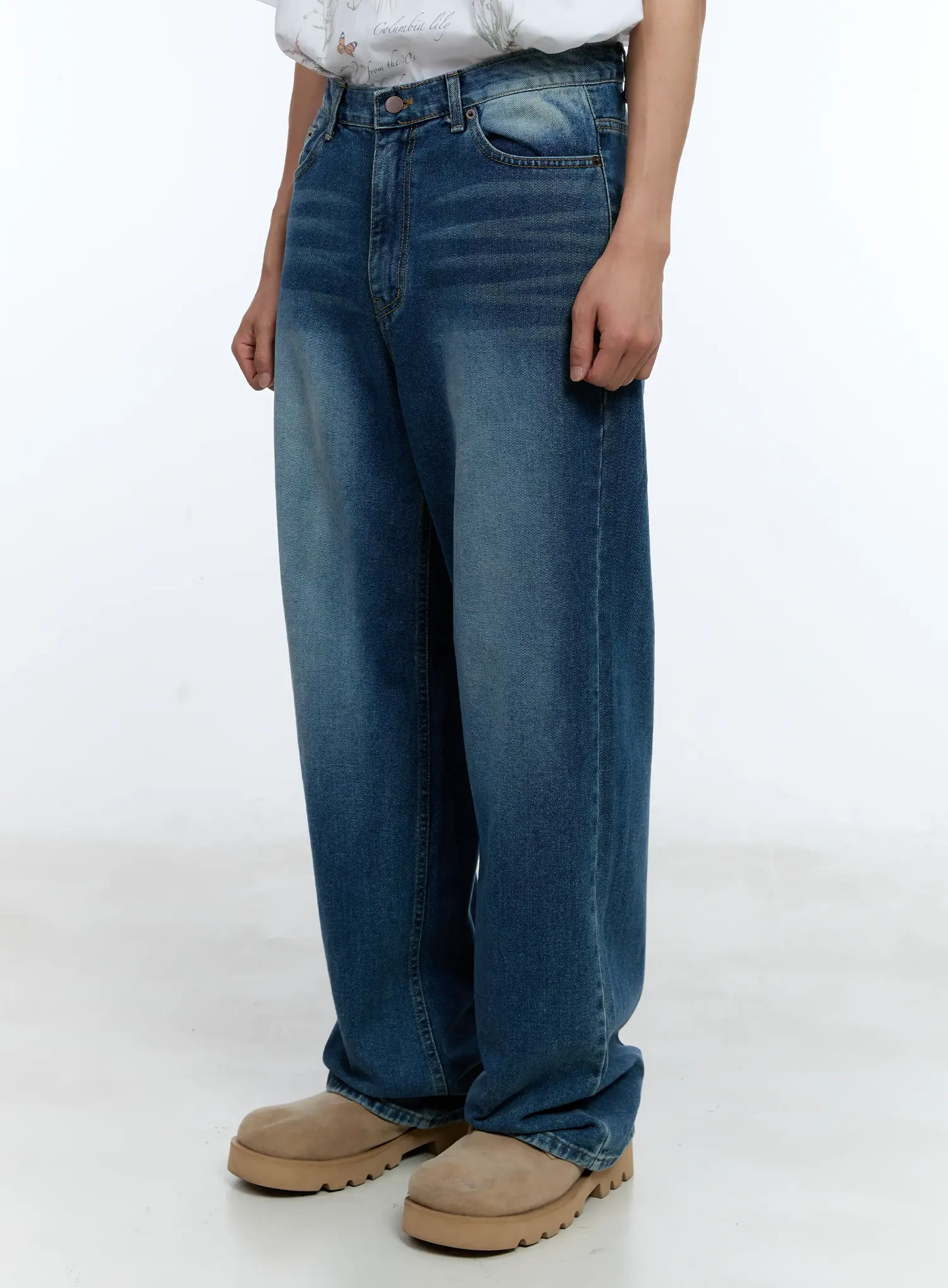 Men's Distressed Wide-Leg Denim Jeans IL515 - Image 7