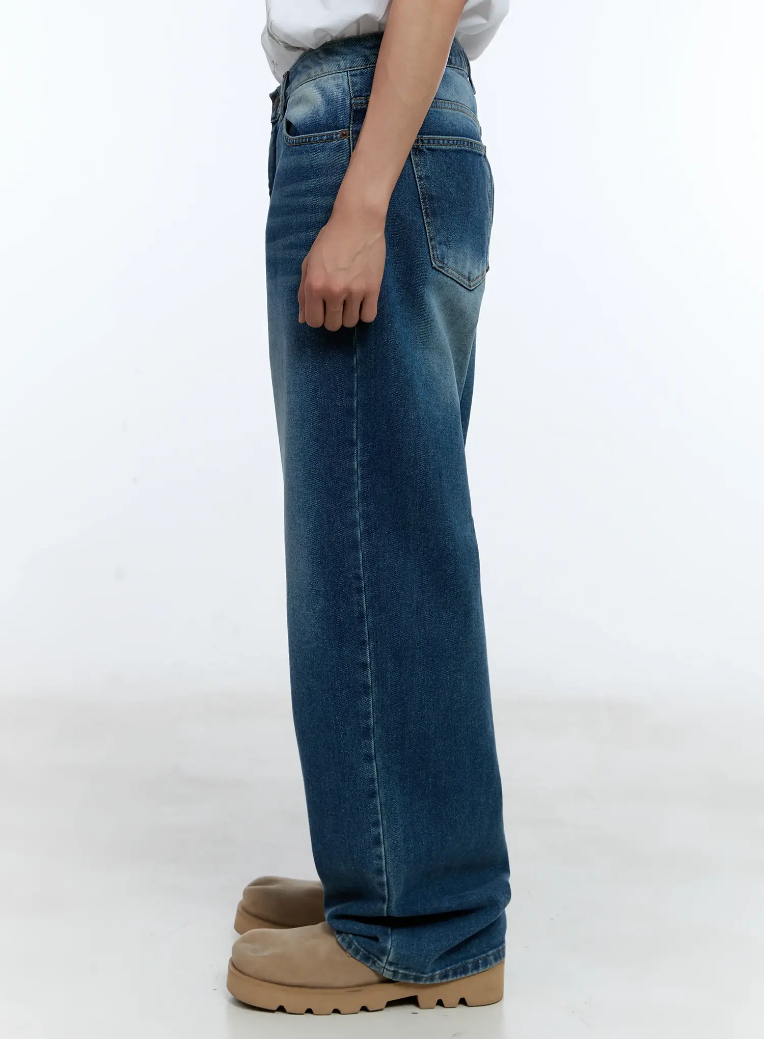 Men's Distressed Wide-Leg Denim Jeans IL515 - Image 8