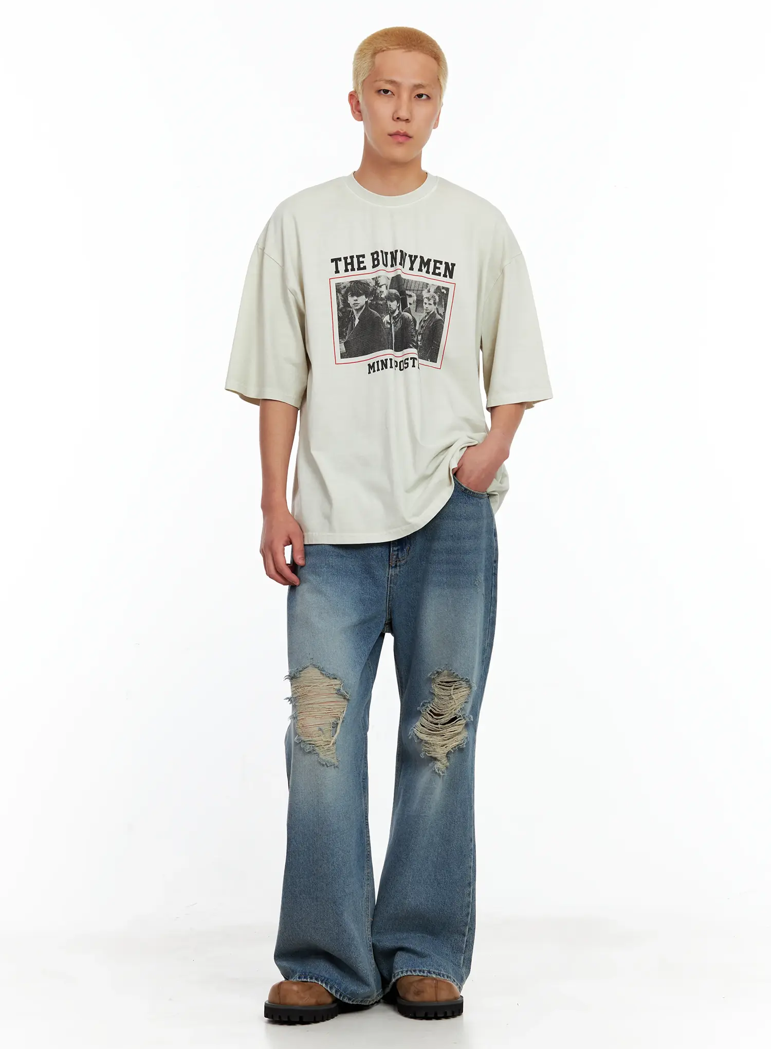 Men's Distressed Wide-Leg Denim Pants IL511 - Image 18