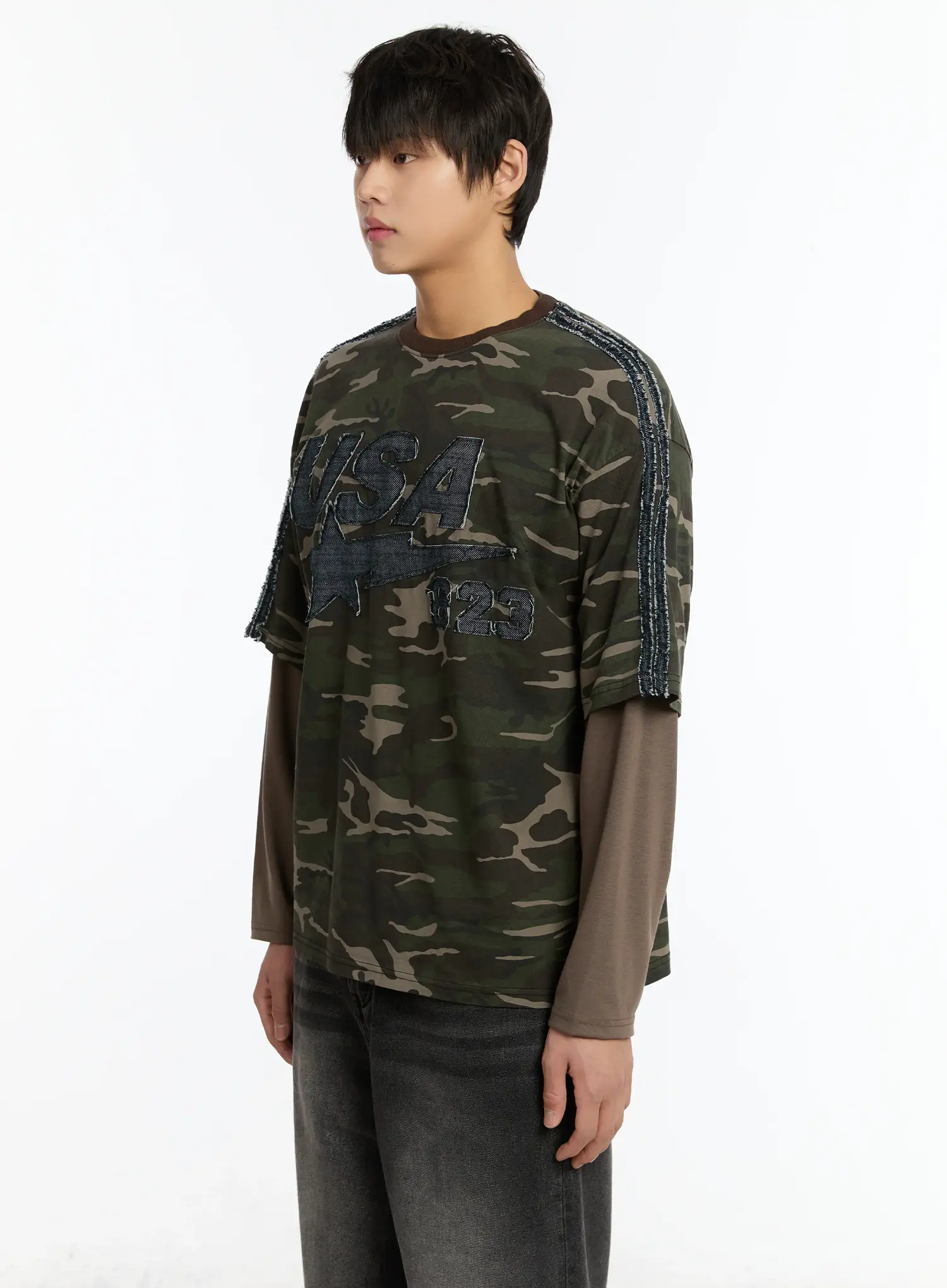 Men's Double Layer Camo Long Sleeve Tee IM502 - Image 4