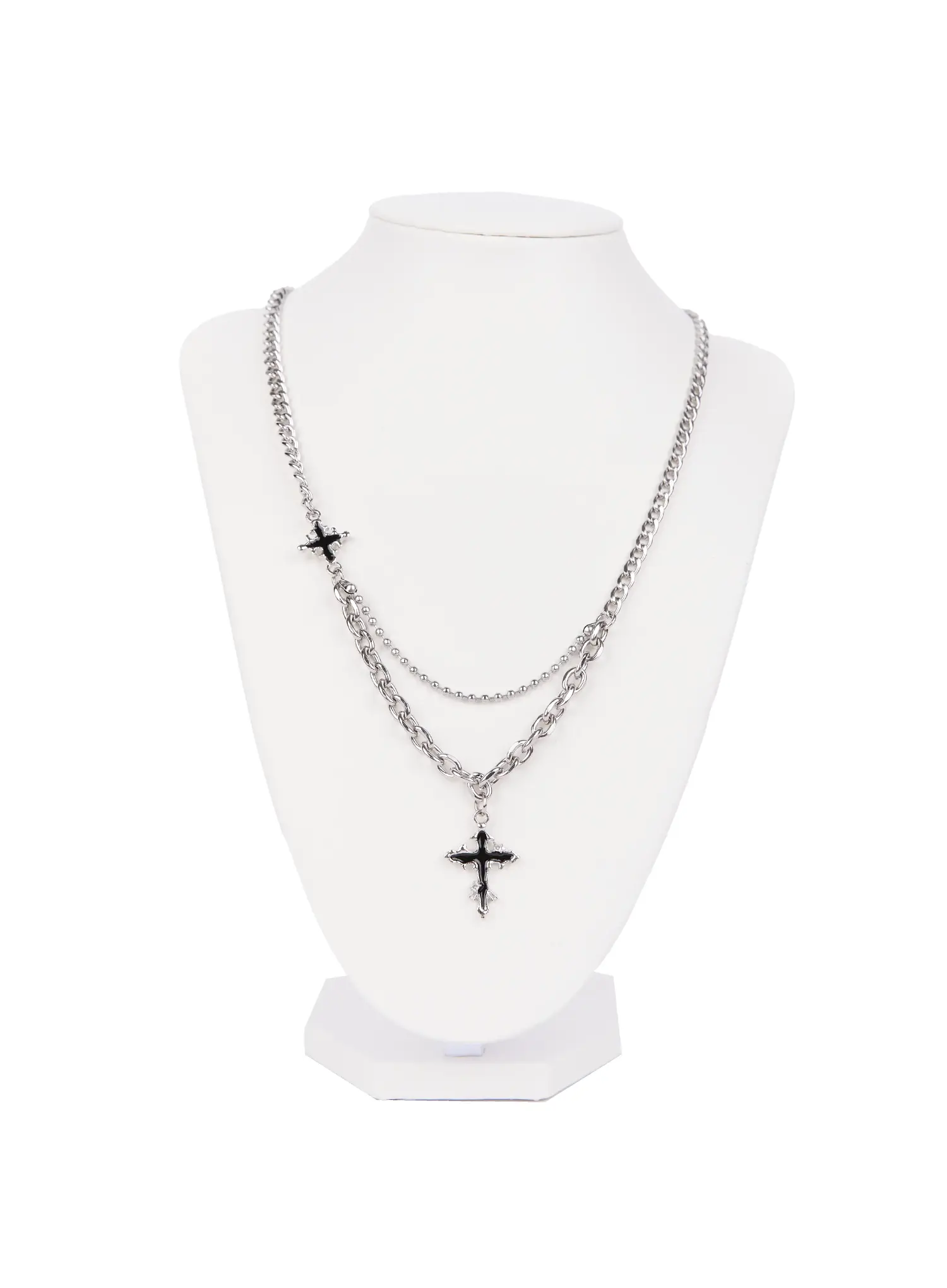 Men's Double-Layer Cross Necklace IL504 - Image 8