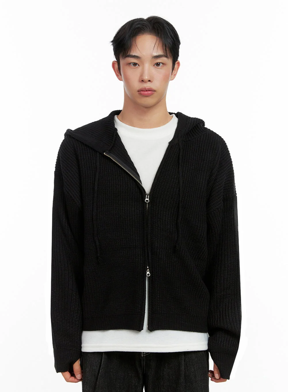 Men's Double-Zip Hooded Sweater IN426 - Image 11