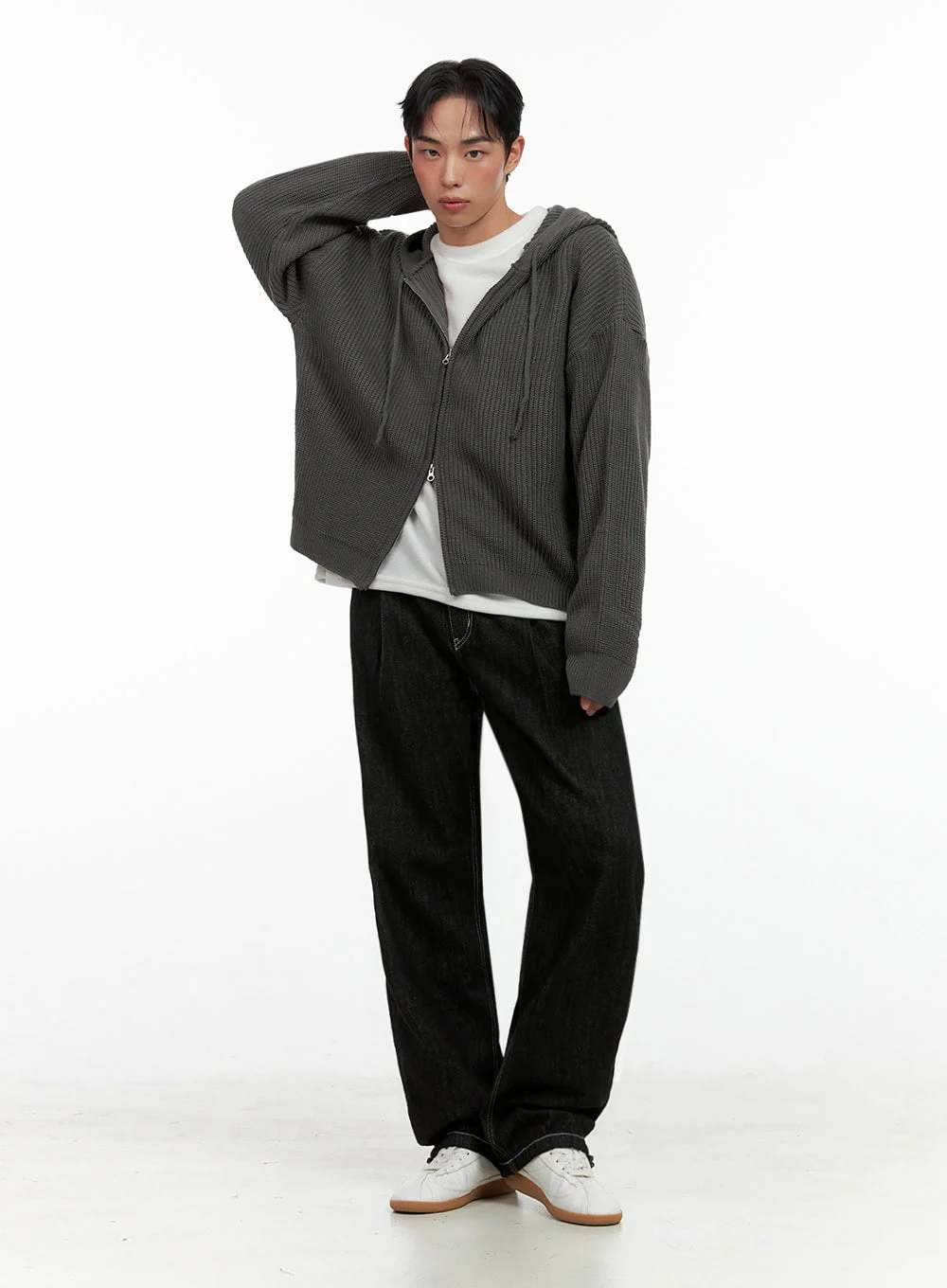 Men's Double-Zip Hooded Sweater IN426 - Image 2