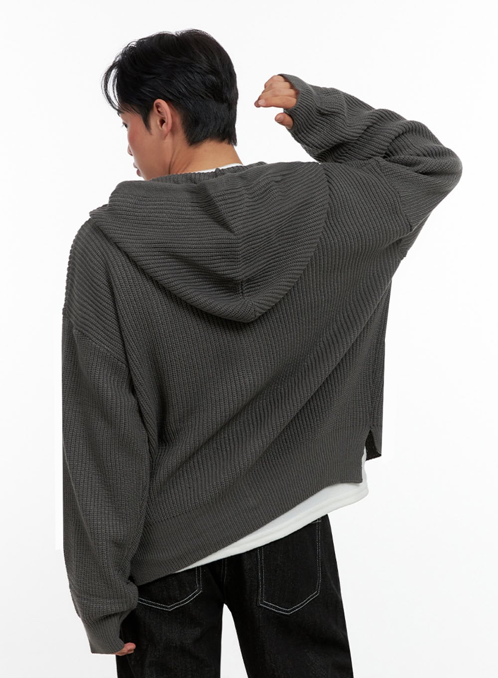 Men's Double-Zip Hooded Sweater IN426 - Image 5