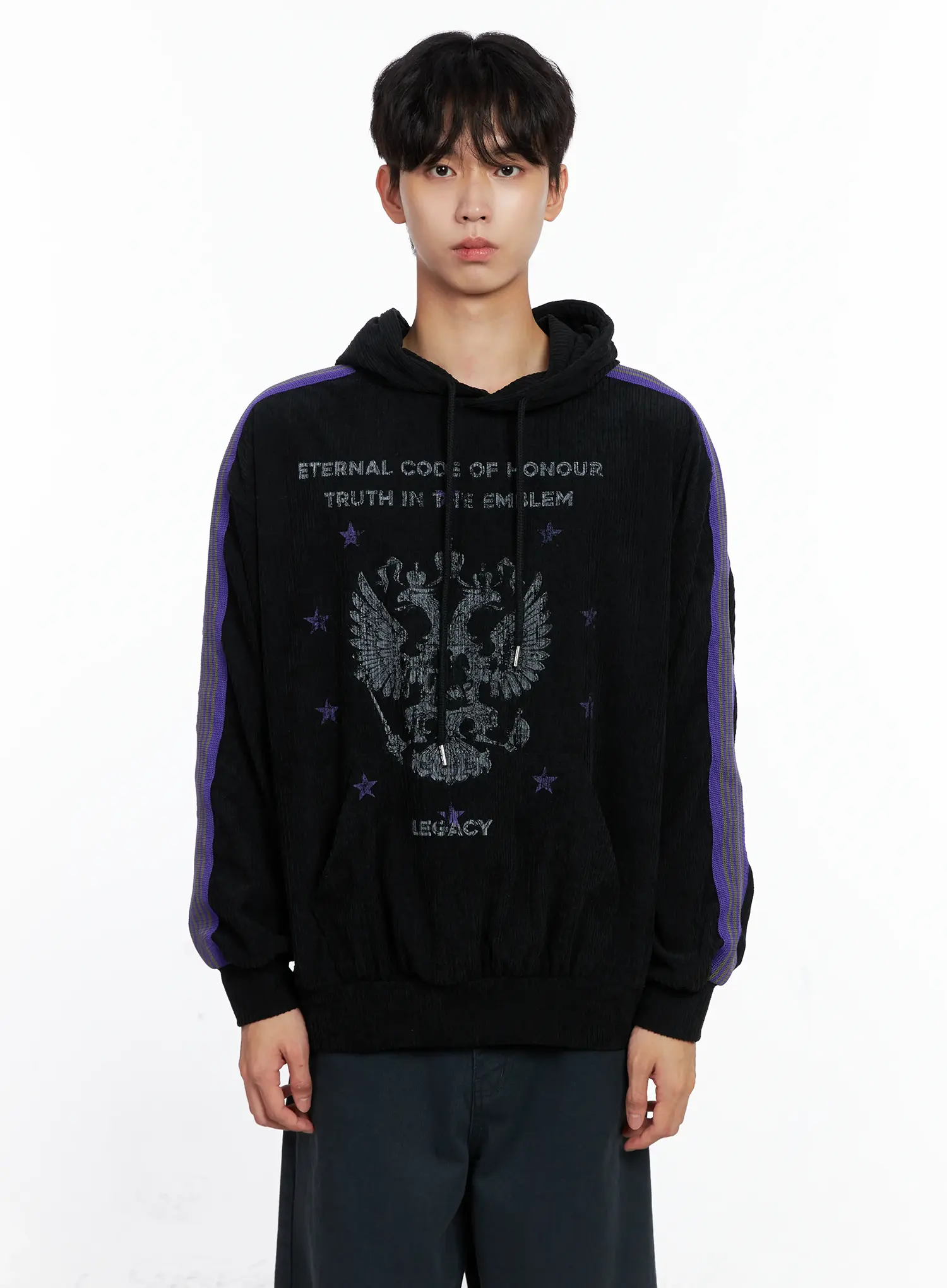 Men's Embroidered Corduroy Hoodie IS519 - Image 13