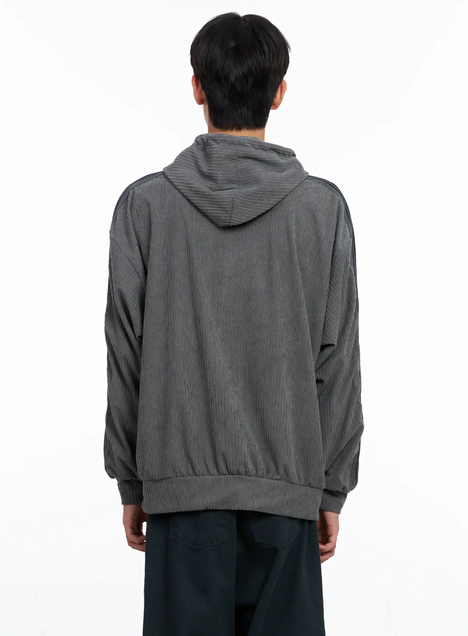 Men's Embroidered Corduroy Hoodie IS519 - Image 6