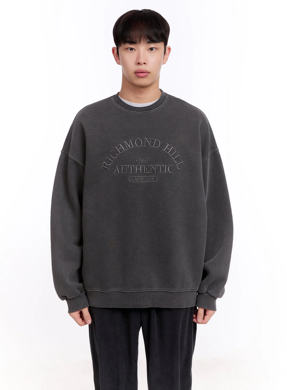 Men's Embroidered Crew Neck Sweatshirt IM512 - Image 11