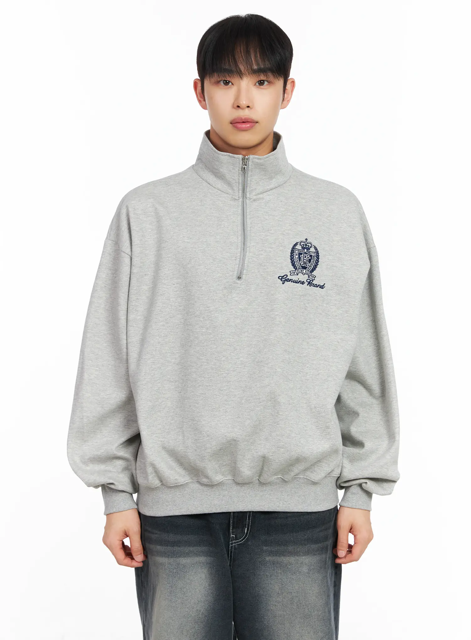 Men's Embroidered Half-Zip Sweatshirt IM511 - Image 12