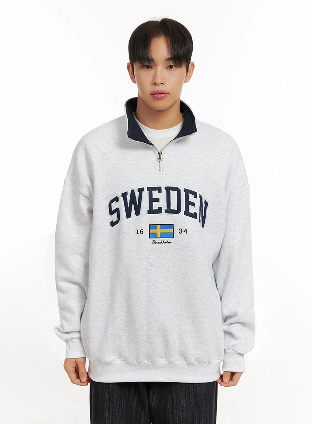 Men's Embroidered Half Zip-Up Sweatshirt ID406 - Image 10