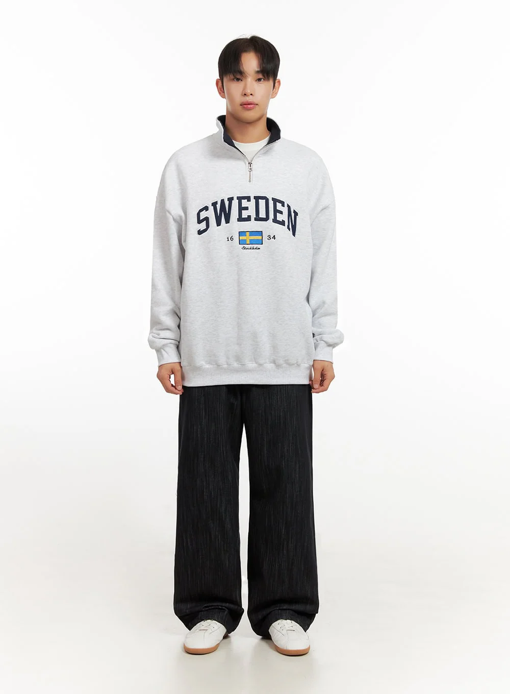 Men's Embroidered Half Zip-Up Sweatshirt ID406 - Image 7