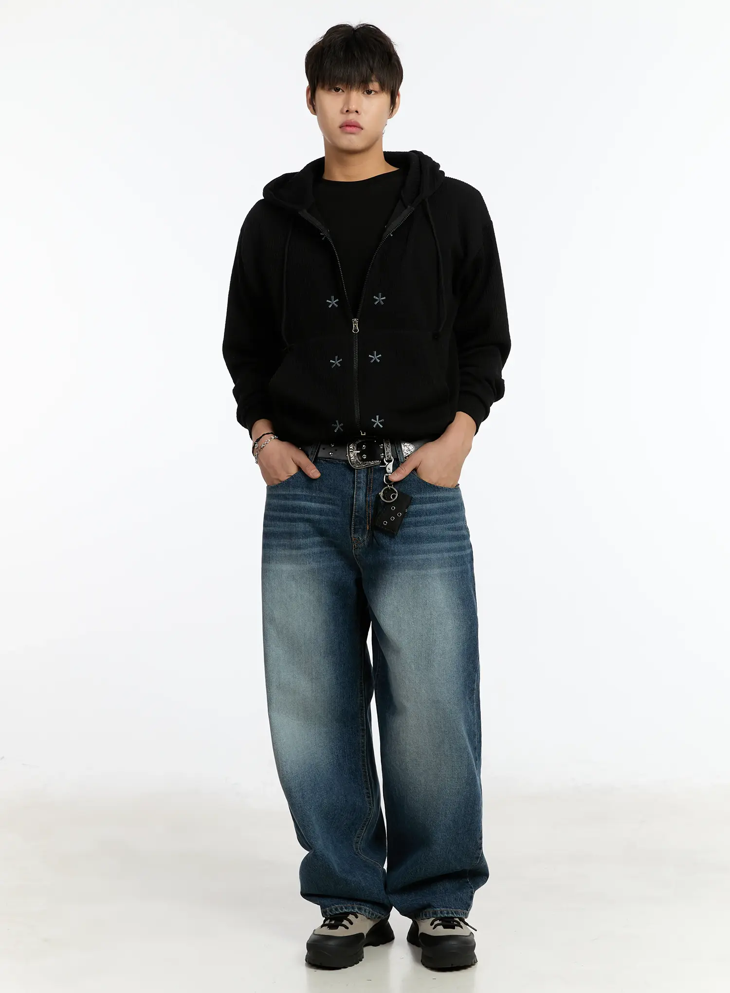 Men's Embroidered Two-Way Zip-Up Hoodie IM502