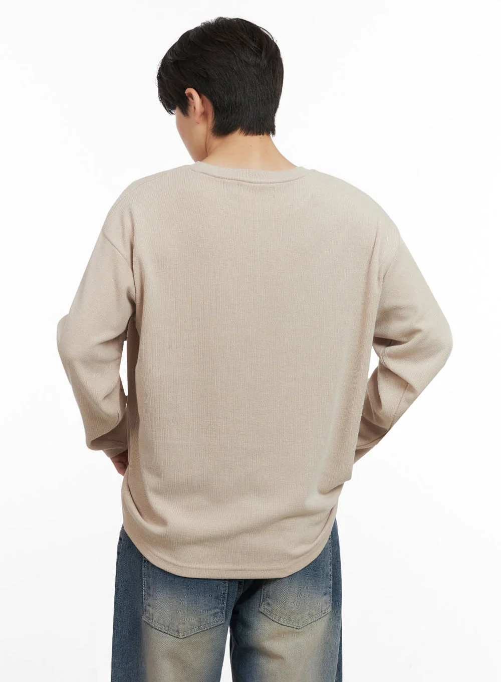 Men's Essential Round Neck Long Sleeve Tee IJ517 - Image 5