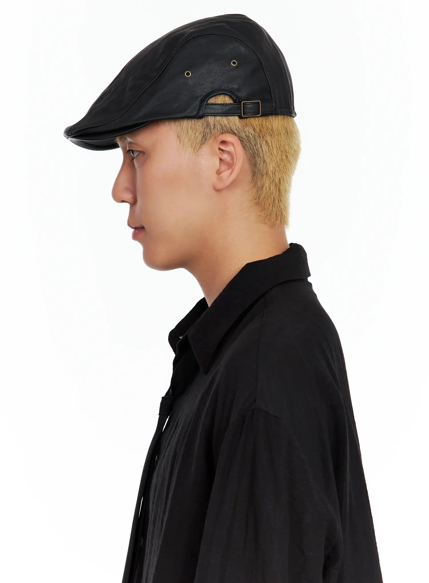Men's Faux-Leather Newsboy Cap IL514 - Image 5