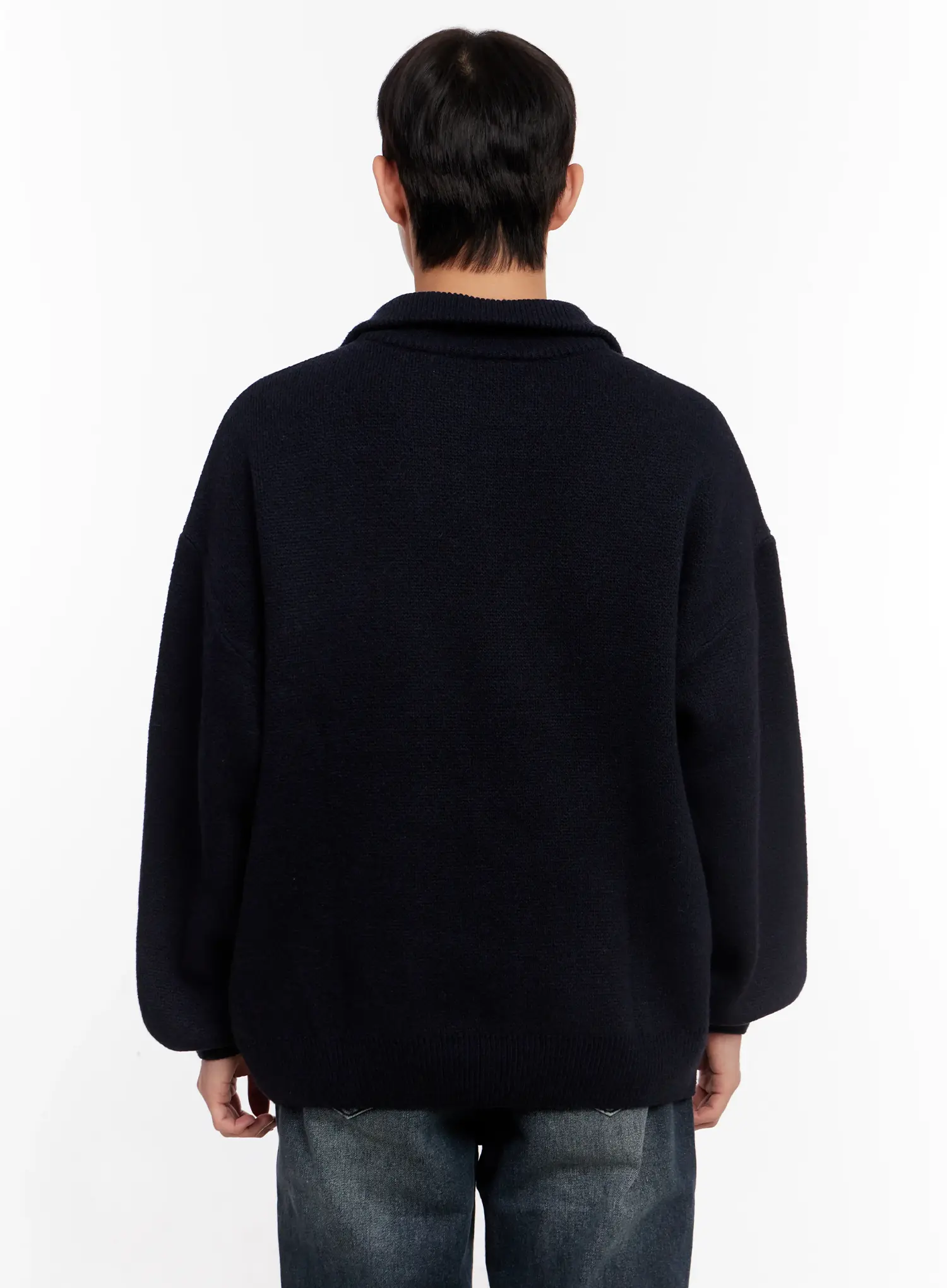 Men's Flag Graphic Half-Zip Sweater IO528 - Image 5