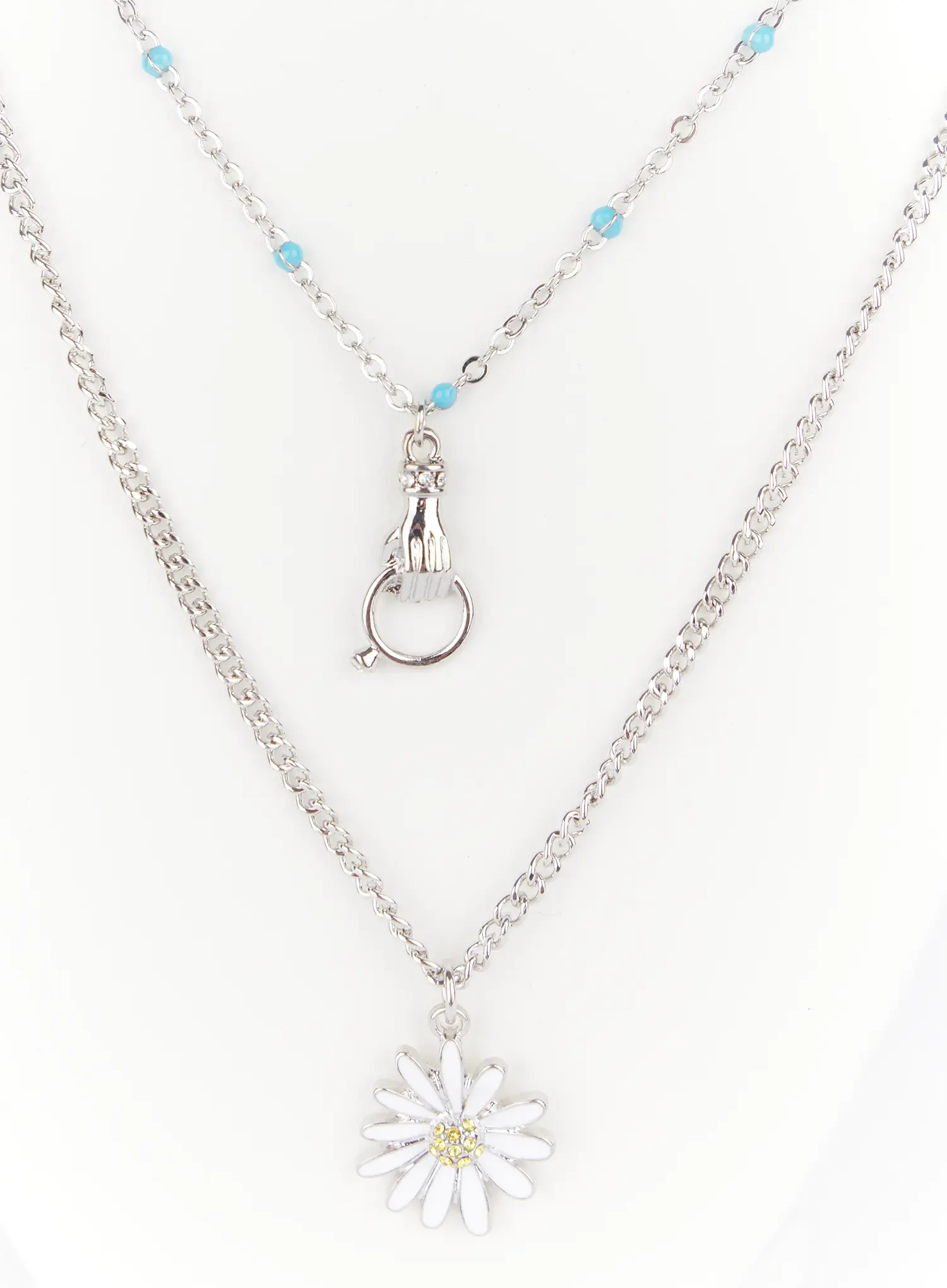 Men's Floral Double Layer Necklace IS510 - Image 6