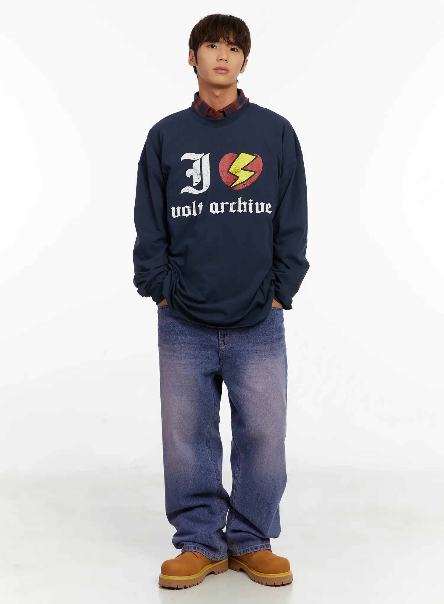 Men's Graphic Bold Oversized Long Sleeve Shirt ID523 - Image 7