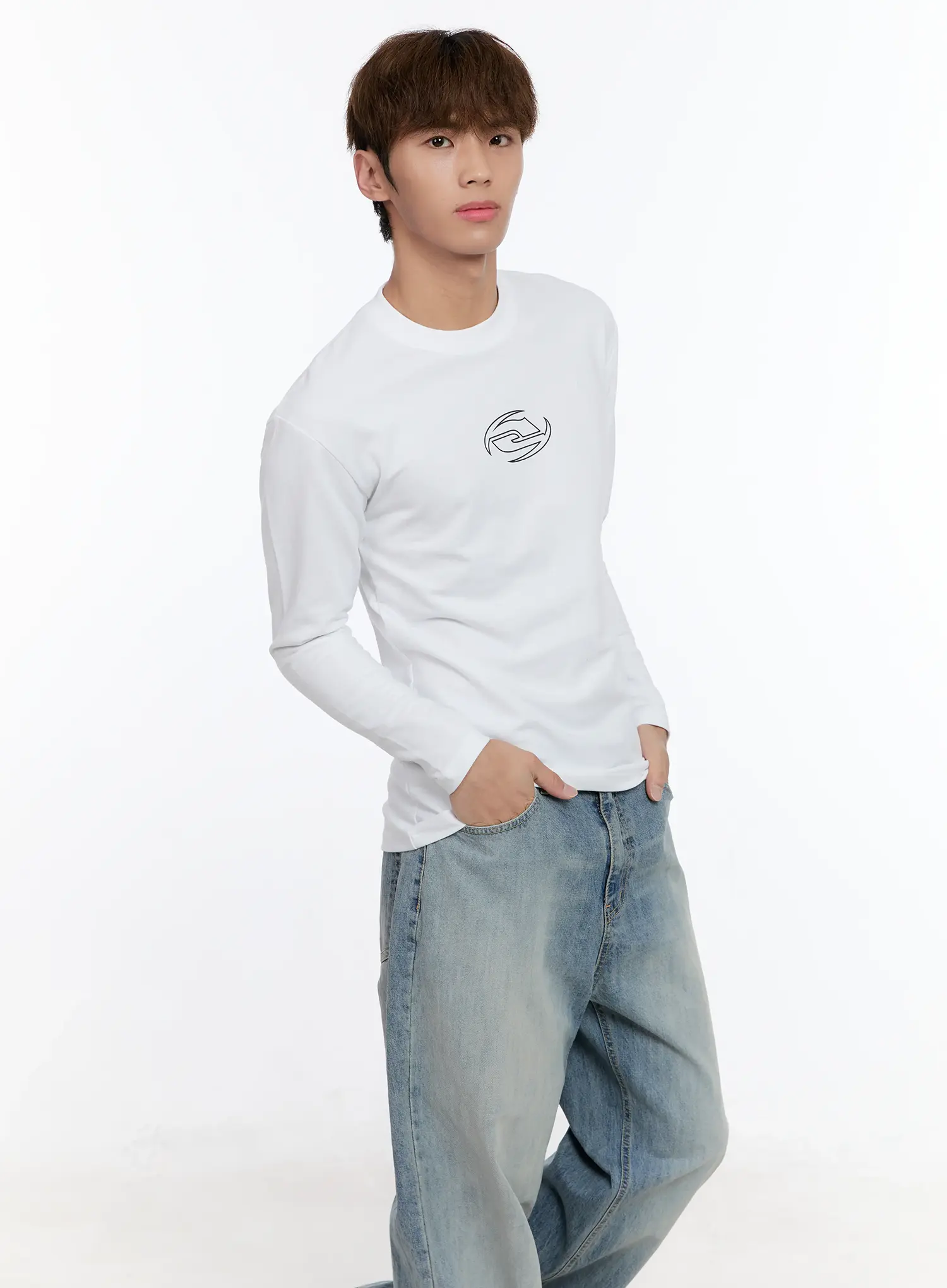 Men's Graphic Fitted Long Sleeve Top IN512 - Image 2