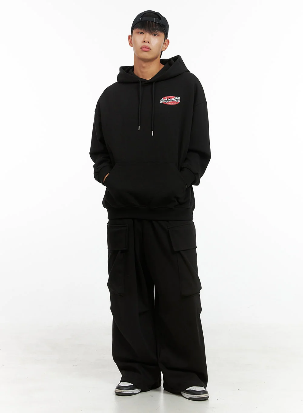 Men's Graphic Hooded Sweatshirt (Black) IS419 - Image 2