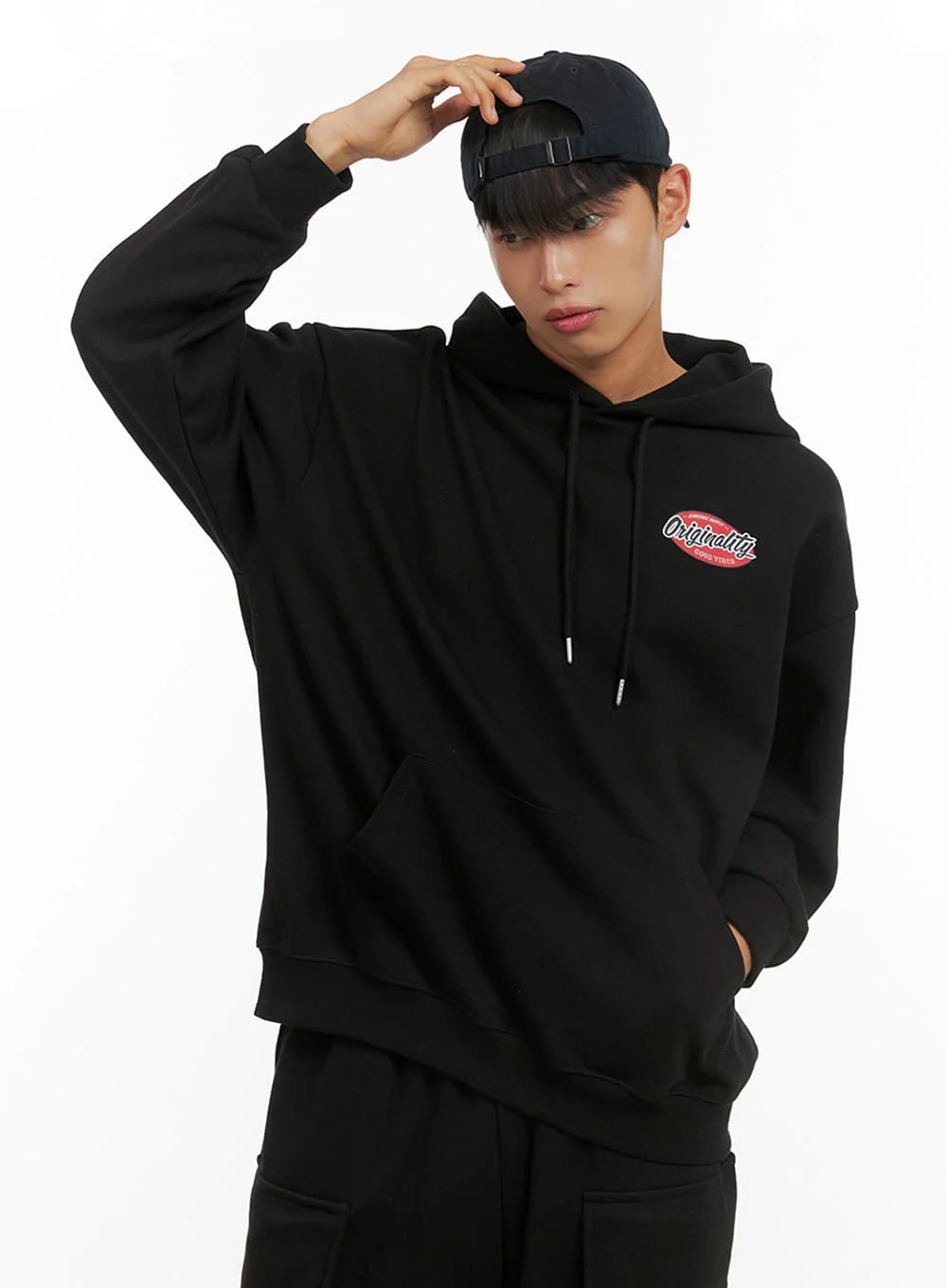 Men's Graphic Hooded Sweatshirt (Black) IS419 - Image 4
