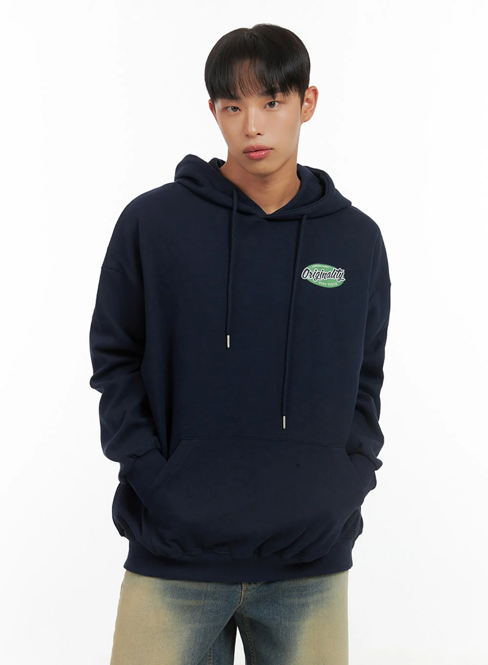 Men's Graphic Hooded Sweatshirt (Dark blue) IS420