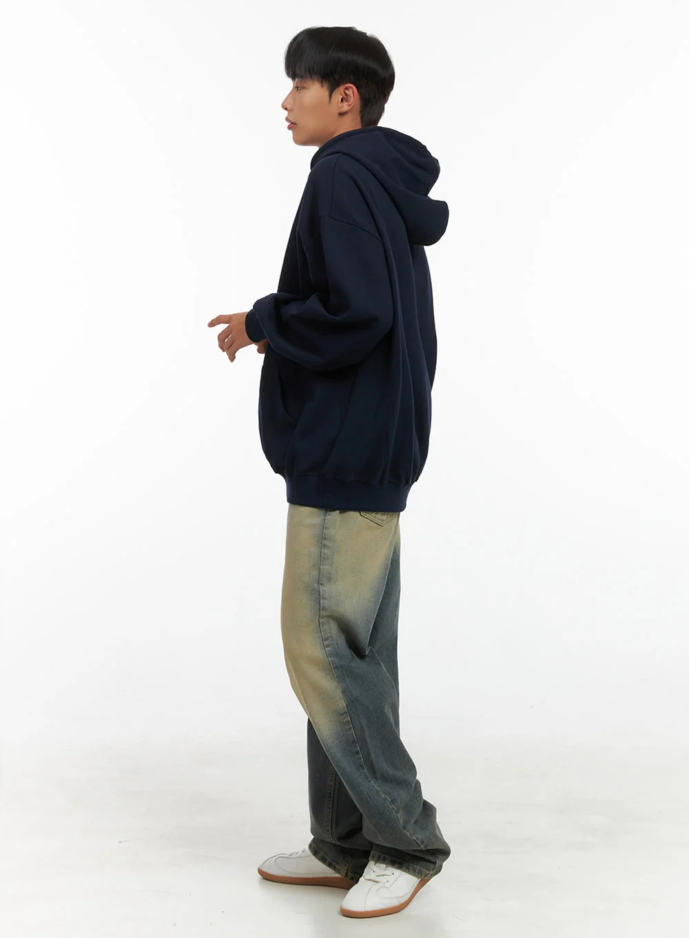 Men's Graphic Hooded Sweatshirt (Dark blue) IS420 - Image 7