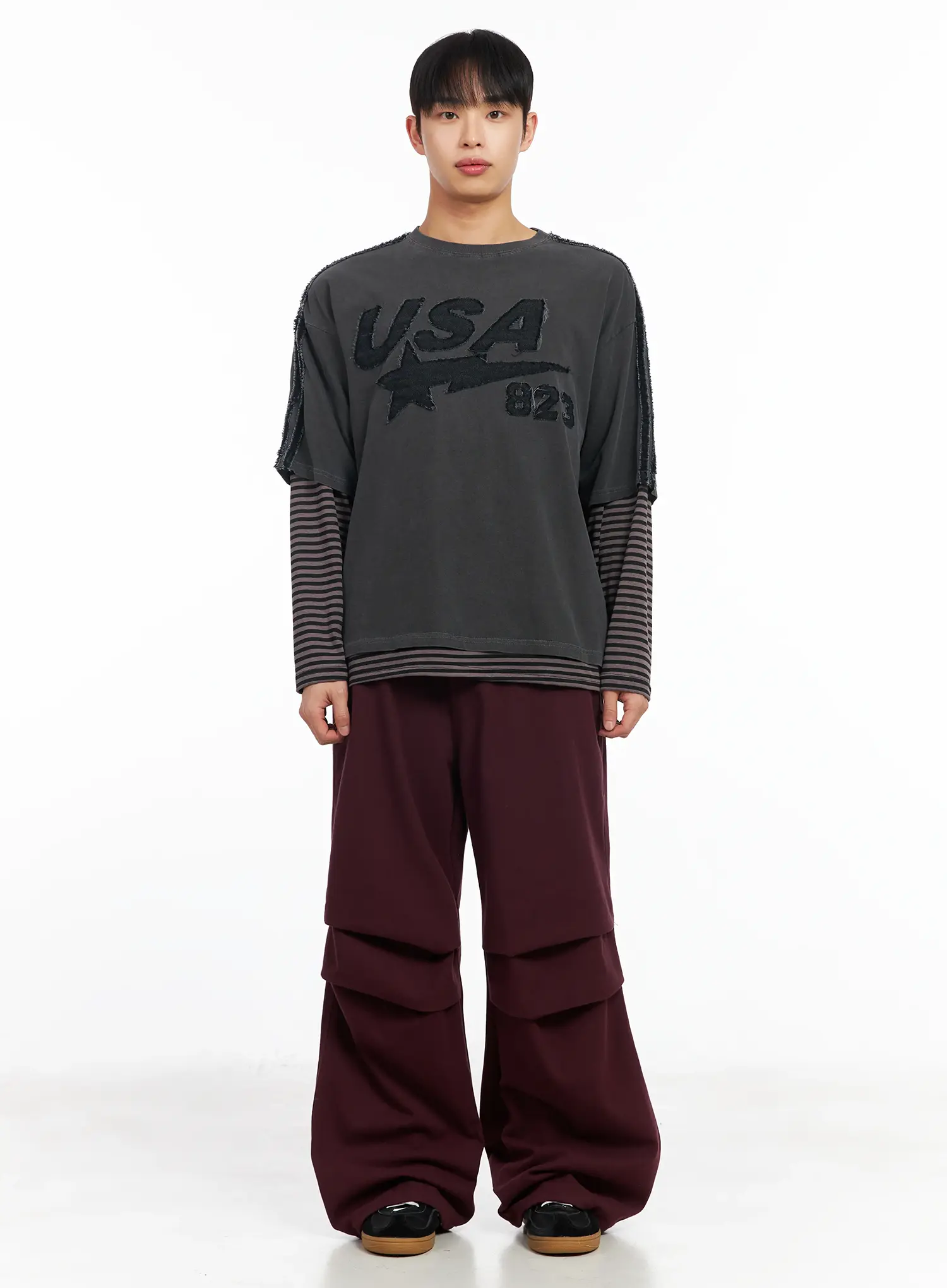 Men's Graphic Layered Long Sleeve T-Shirt IM516 - Image 3