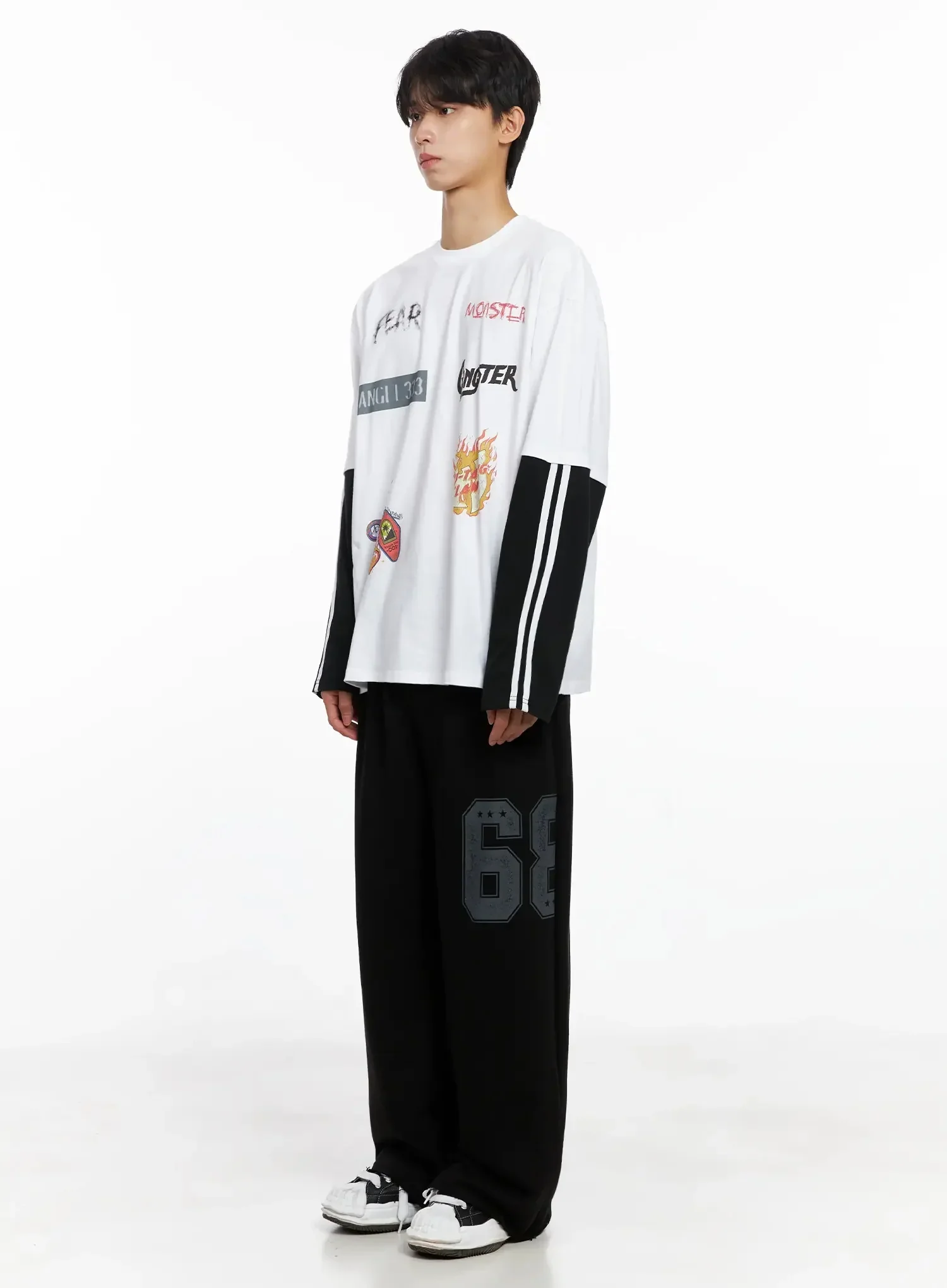 Men's Graphic Layered Long Sleeve Top IO517 - Image 7