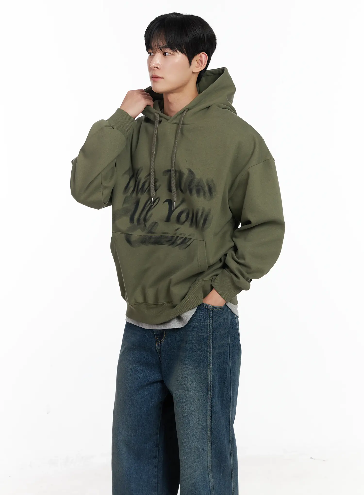 Men's Graphic Lettering Hoodie IJ521 - Image 2