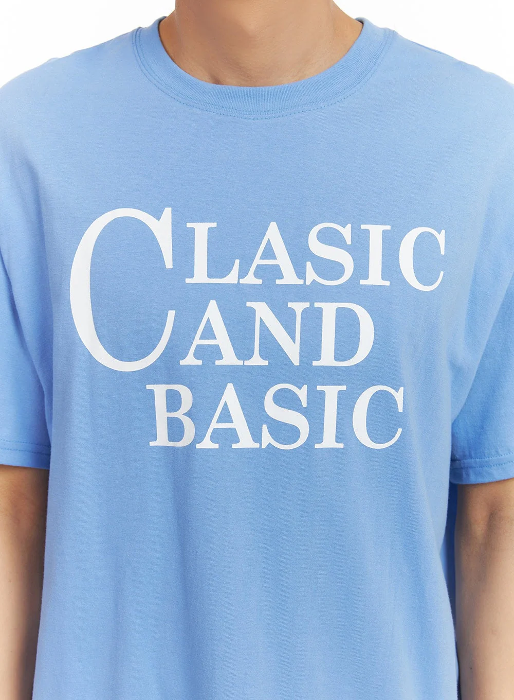 Men's Graphic Lettering Tee (Light Blue) IY424 - Image 2