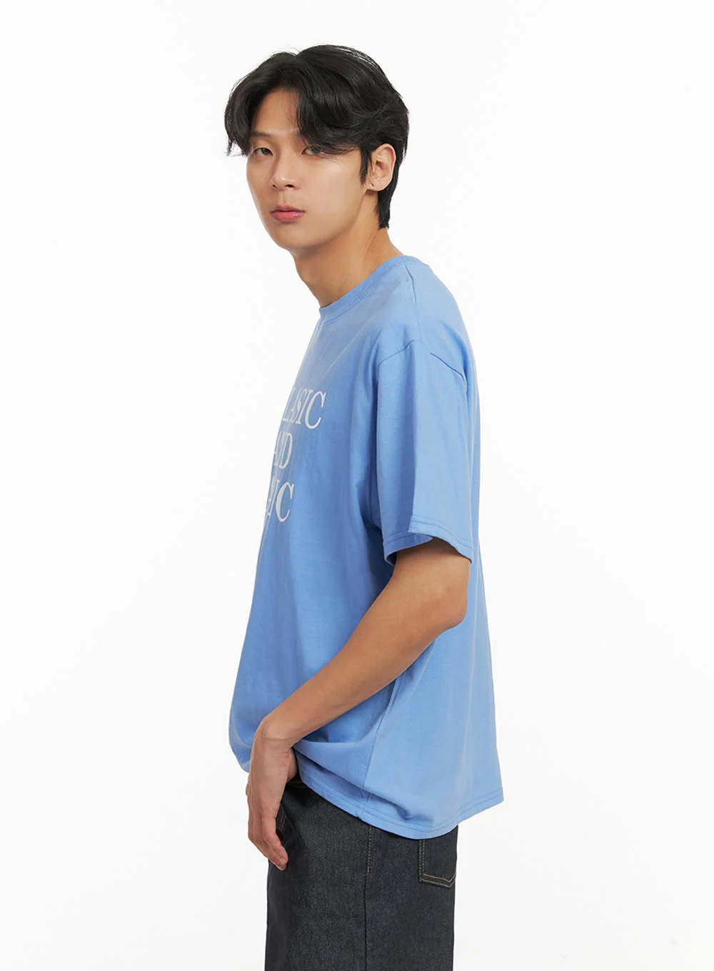 Men's Graphic Lettering Tee (Light Blue) IY424 - Image 4