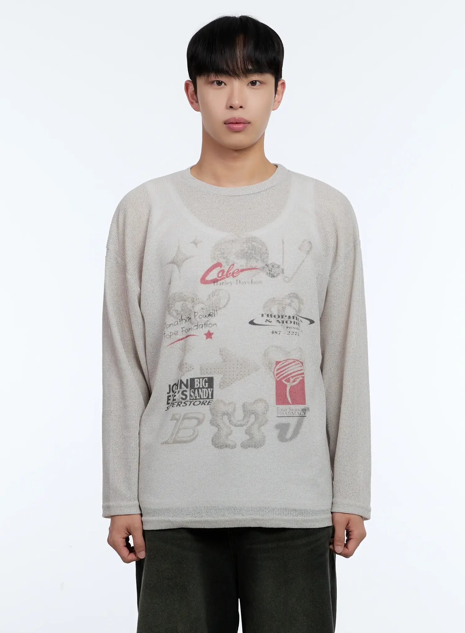 Men's Graphic Linen Long-Sleeve Tee IL515 - Image 12