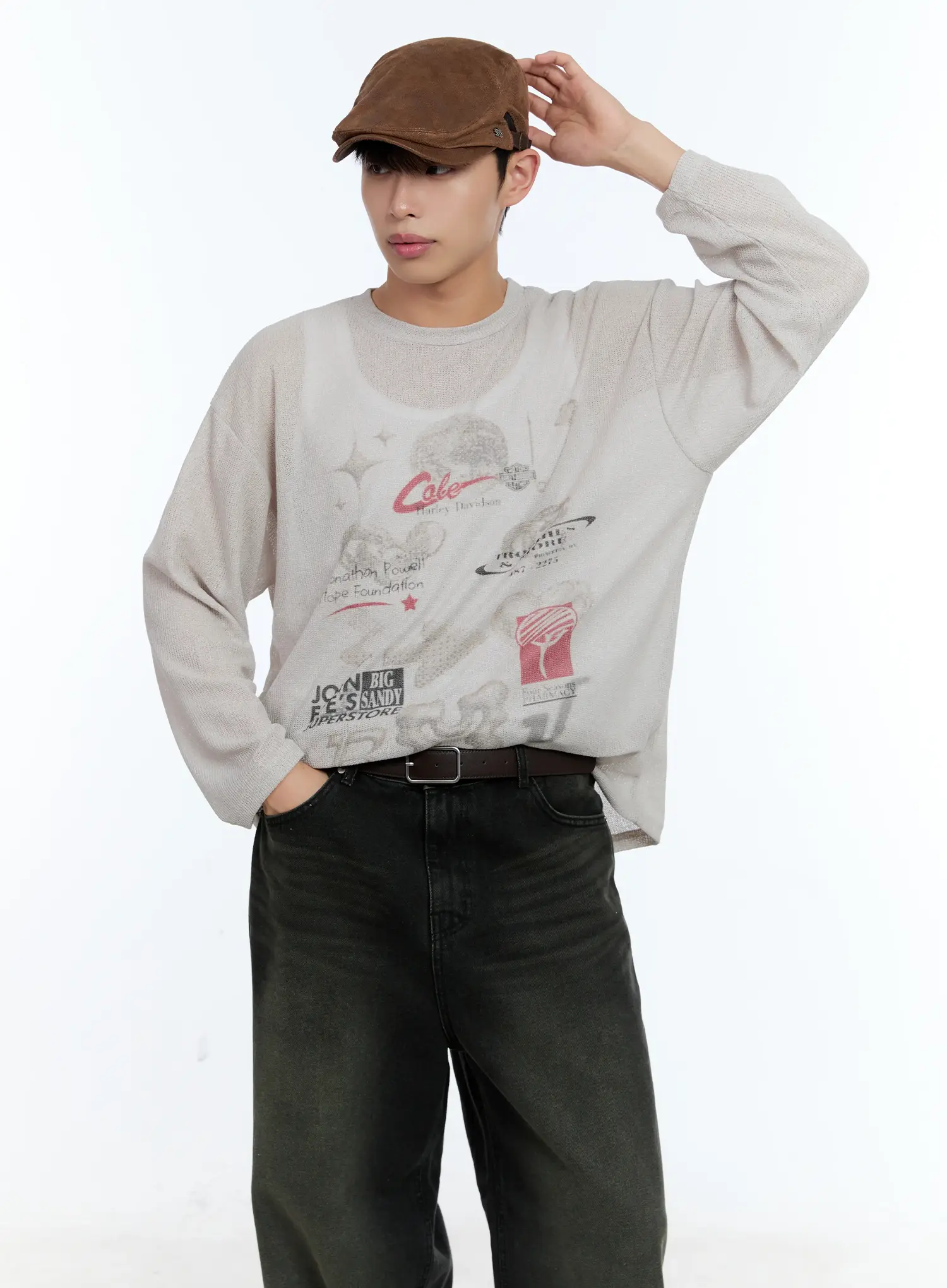 Men's Graphic Linen Long-Sleeve Tee IL515 - Image 8