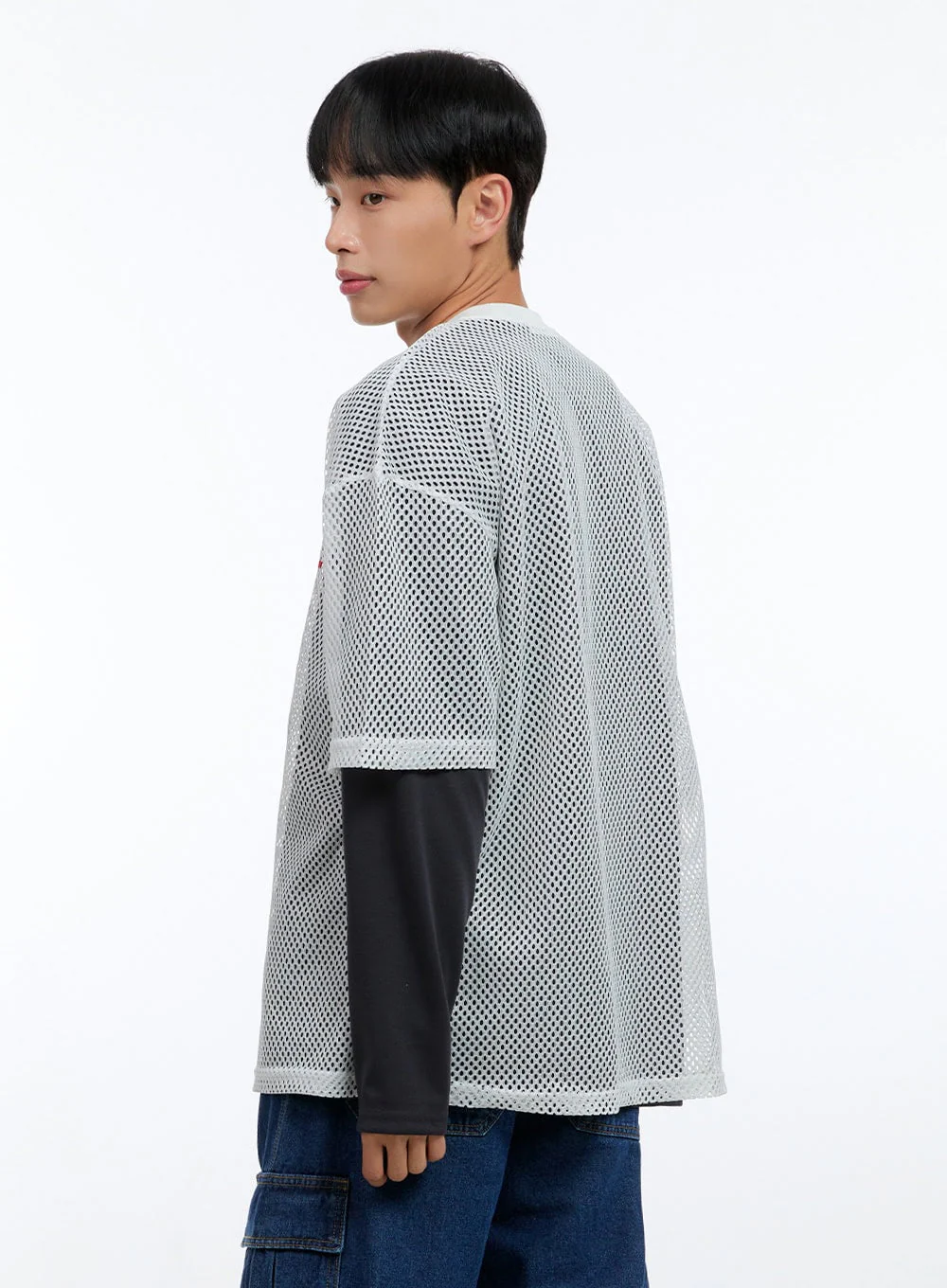 Men's Graphic Oversize Mesh T-shirt IG409 - Image 5