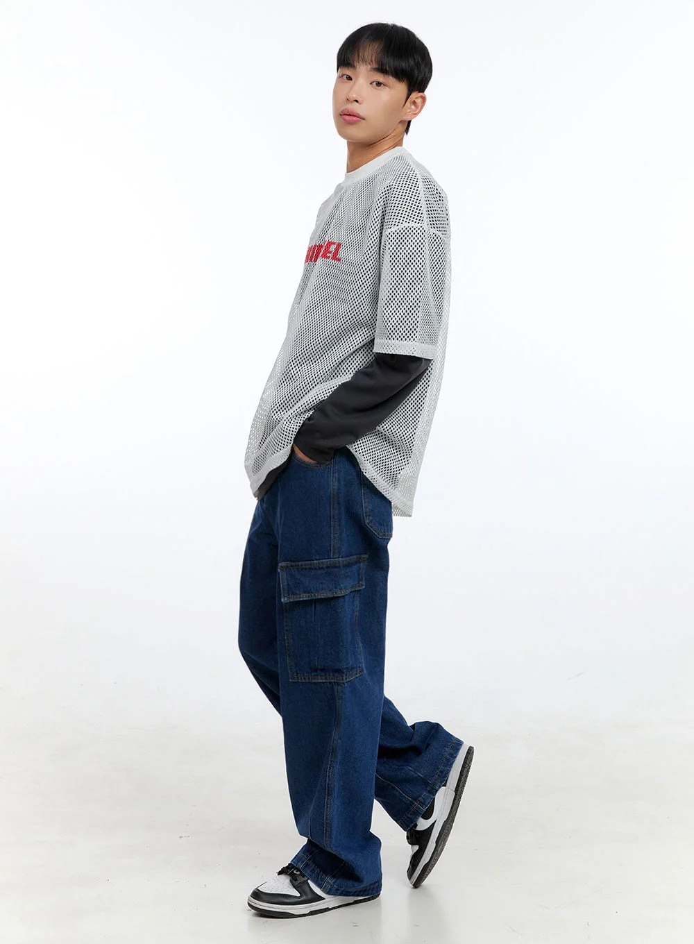 Men's Graphic Oversize Mesh T-shirt IG409 - Image 7