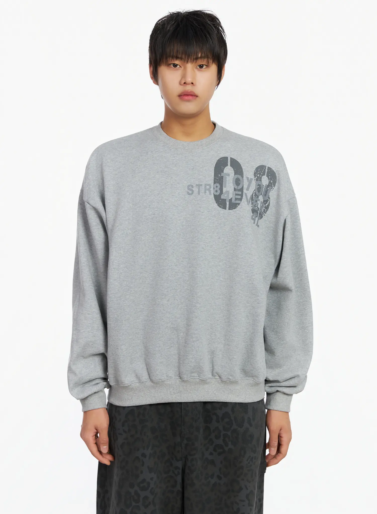 Men's Graphic Print Fleece Crewneck Sweatshirt IJ527 - Image 10