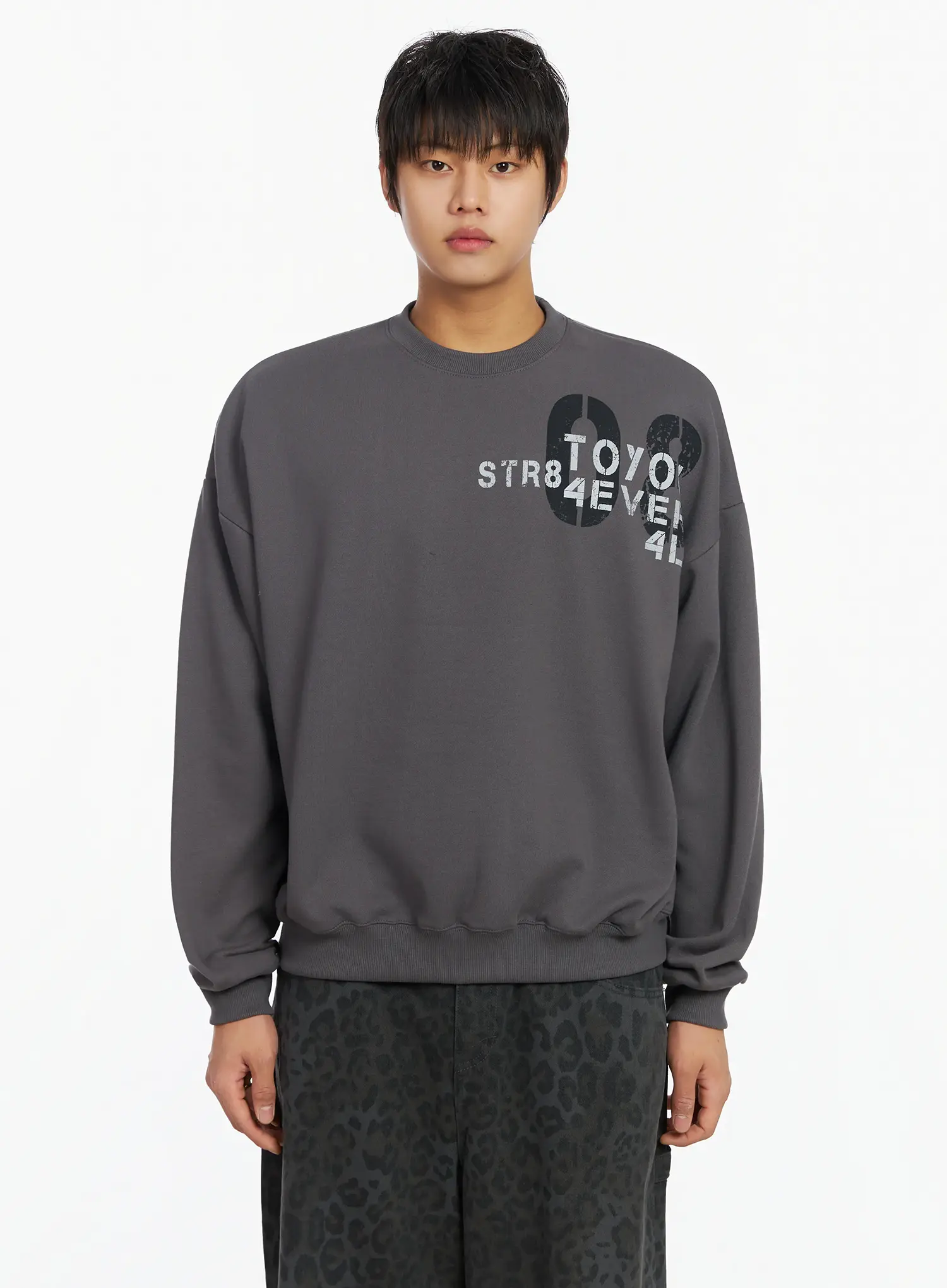 Men's Graphic Print Fleece Crewneck Sweatshirt IJ527 - Image 11