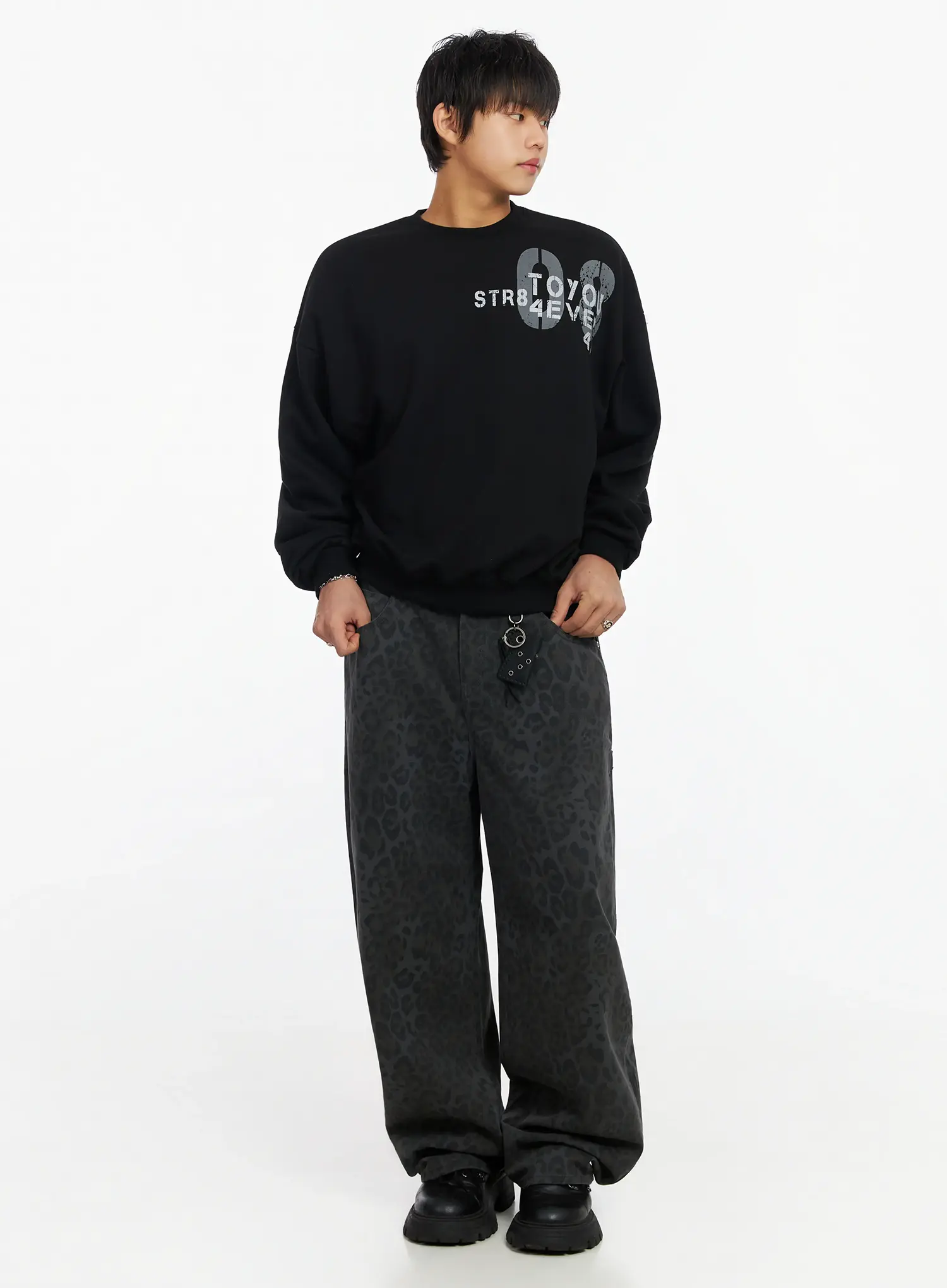 Men's Graphic Print Fleece Crewneck Sweatshirt IJ527 - Image 6