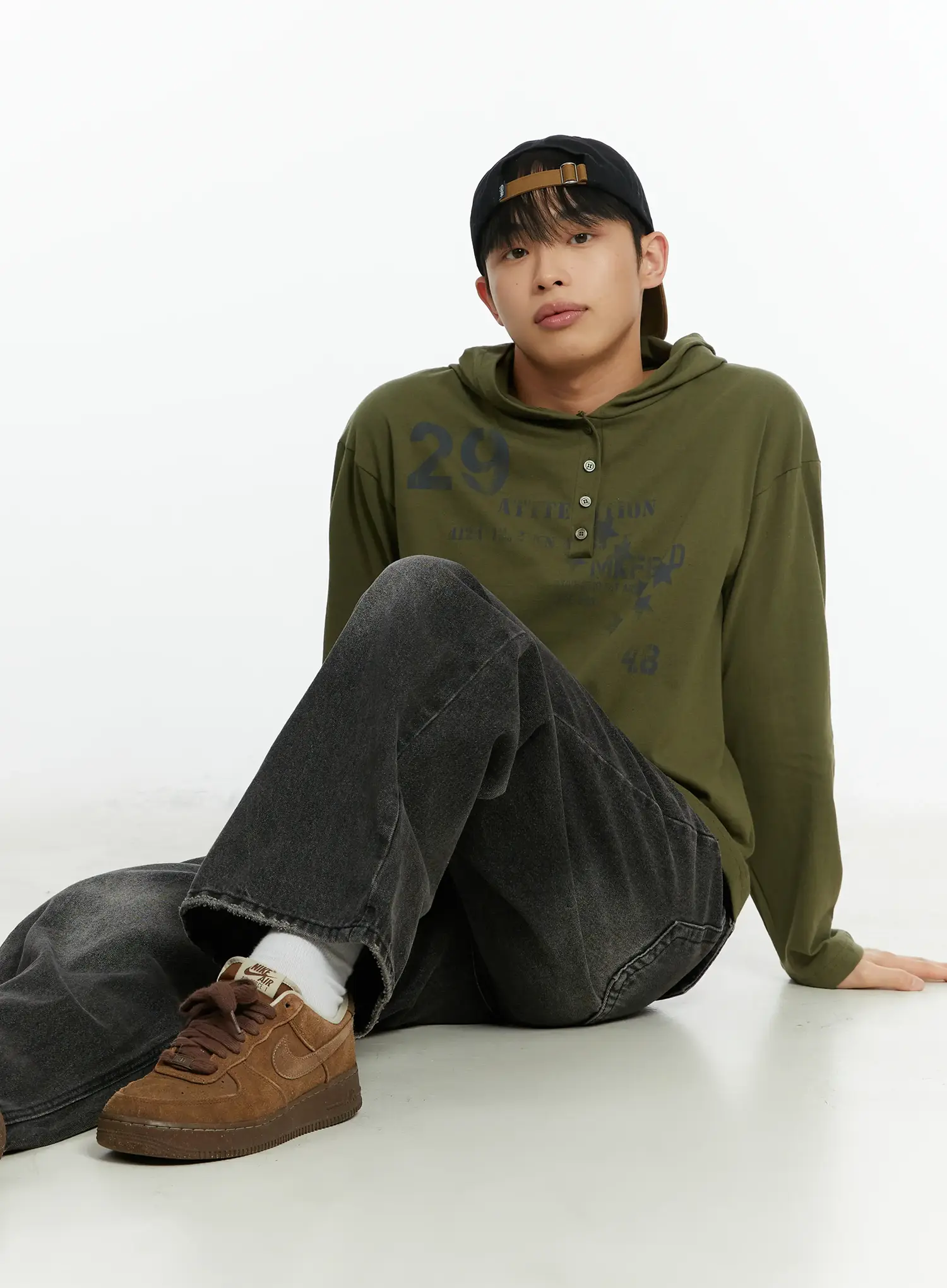 Men's Graphic Print Henley Hooded Long Sleeve Top IF511 - Image 8