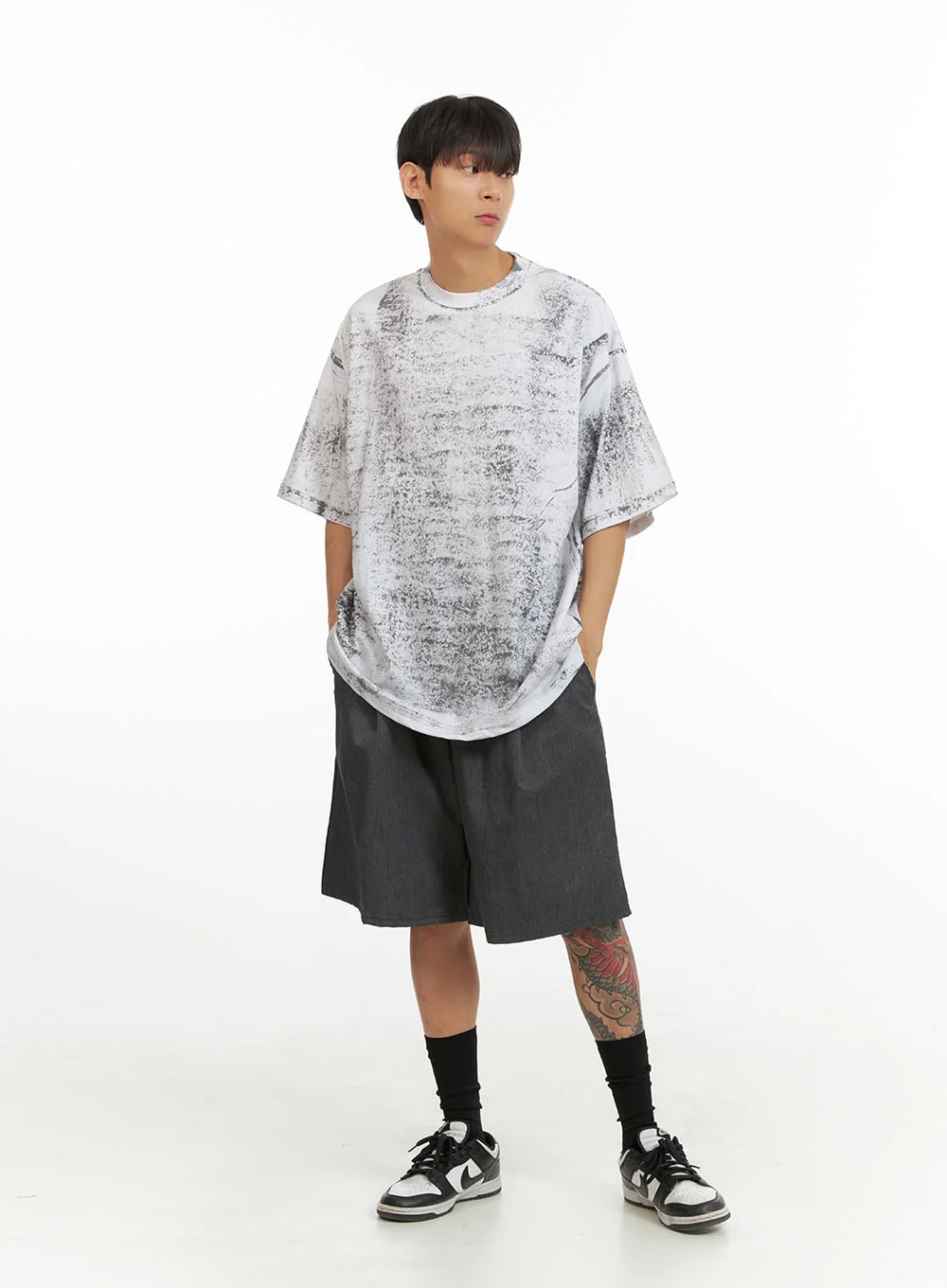 Men's Graphic Round Neck Oversized Top IU418 - Image 2