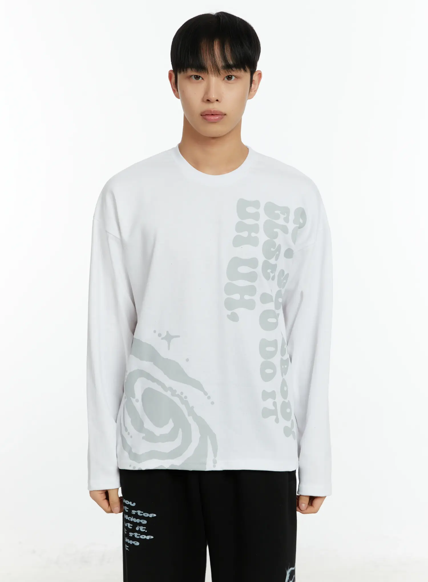 Men's Graphic Slogan Long Sleeve Tee IF511 - Image 11