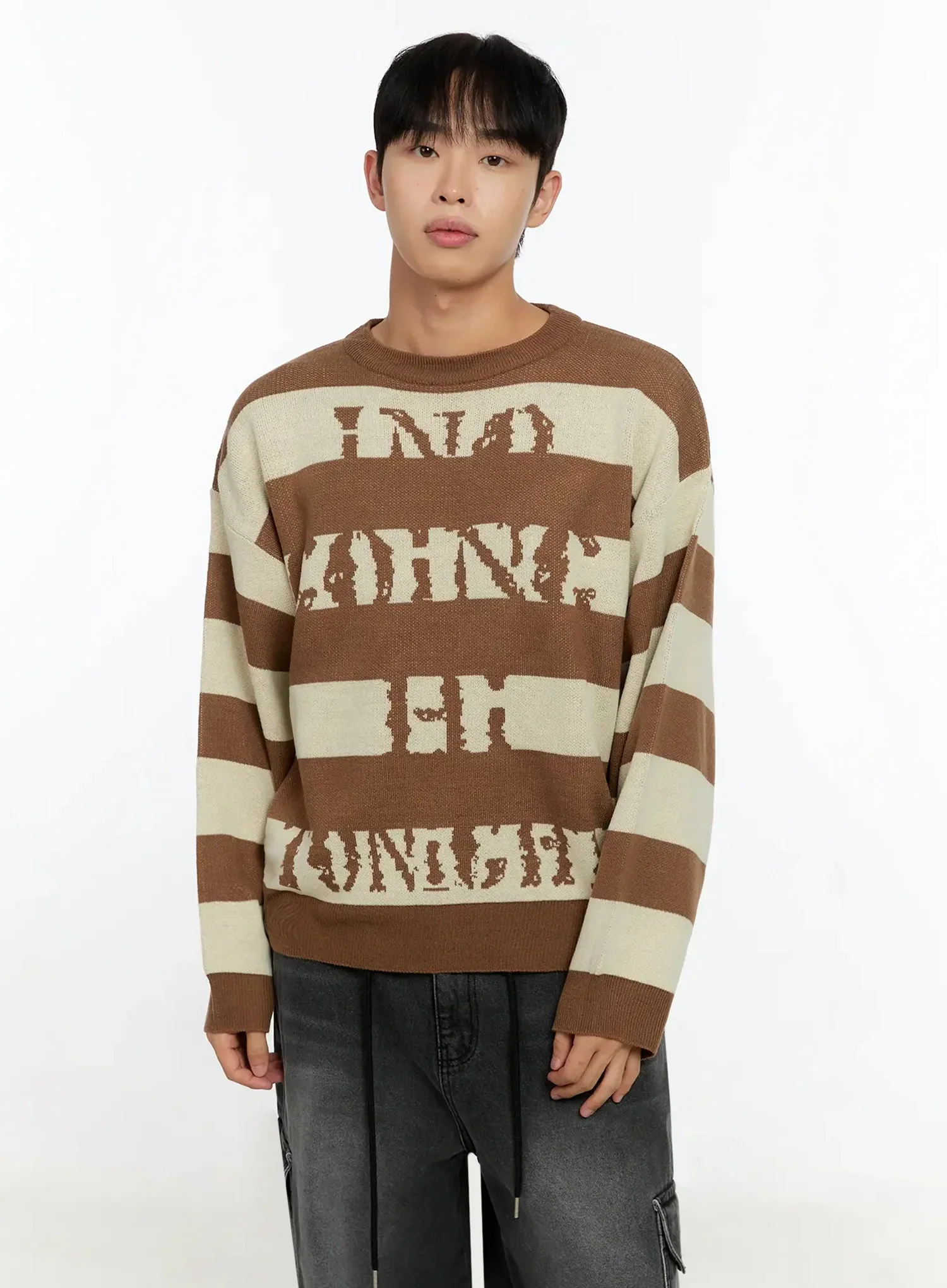 Men's Graphic Striped Sweater IN506 - Image 2