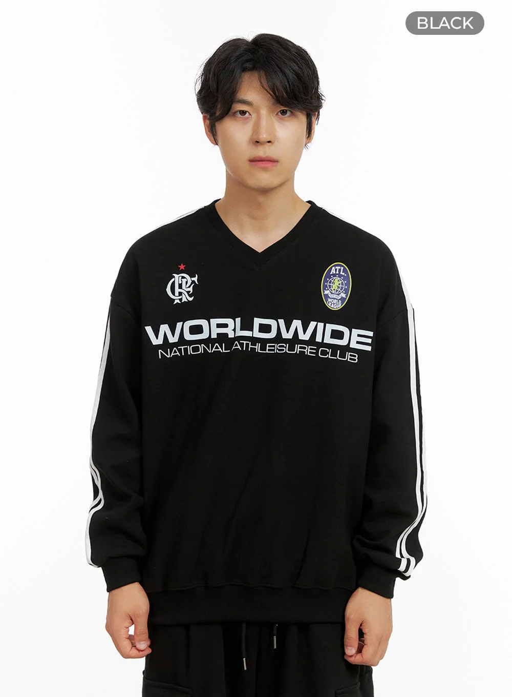 Men's Graphic V-Neck Sweatshirt (Black) IG409 - Image 8