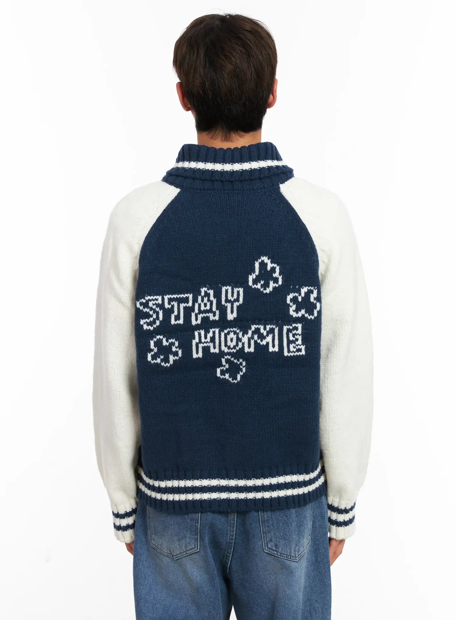 Men's Graphic Varsity Style Knit Jacket ID511 - Image 5